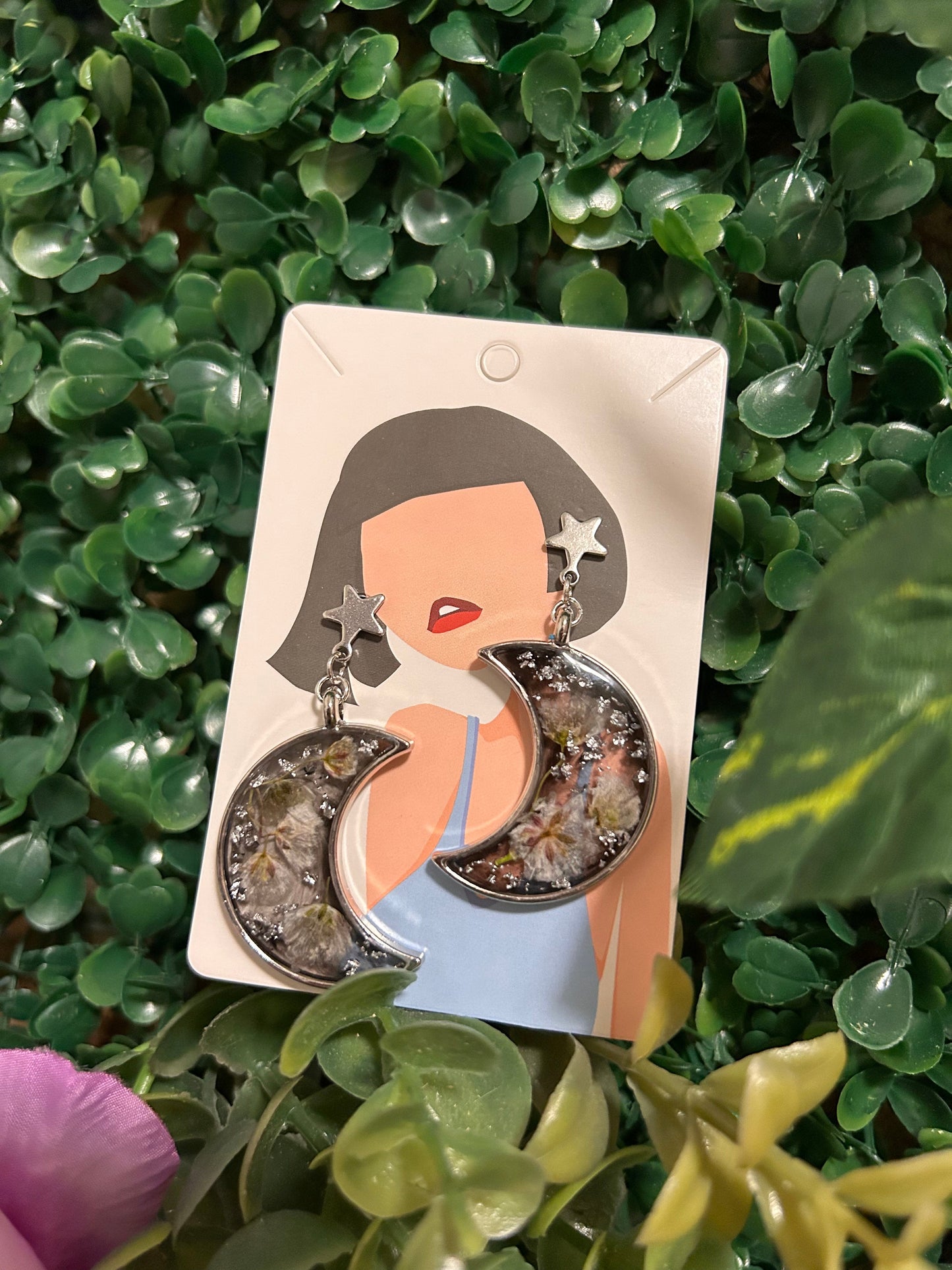 Silver moon earrings