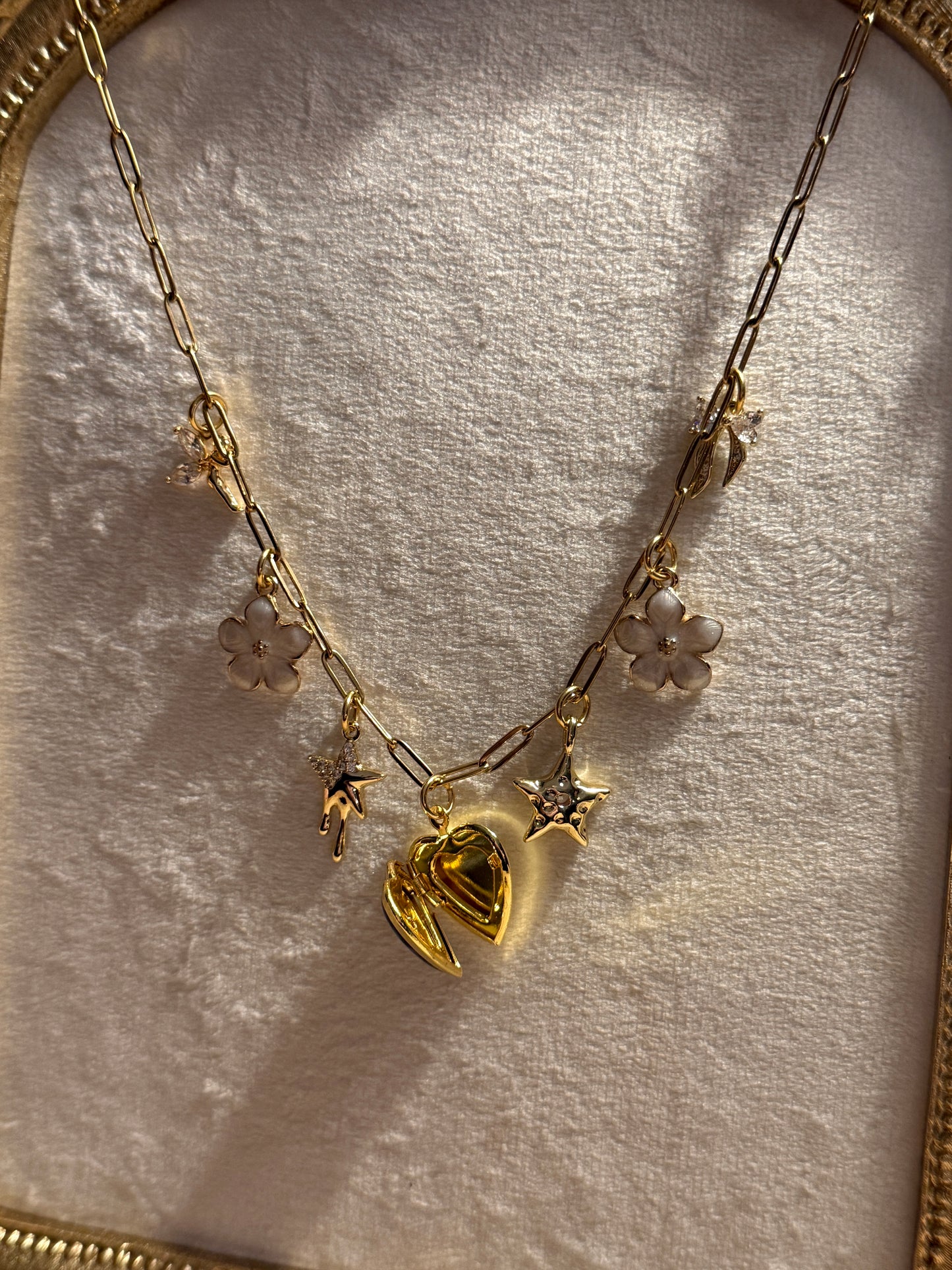 Forget me not locket charm necklace (#7)