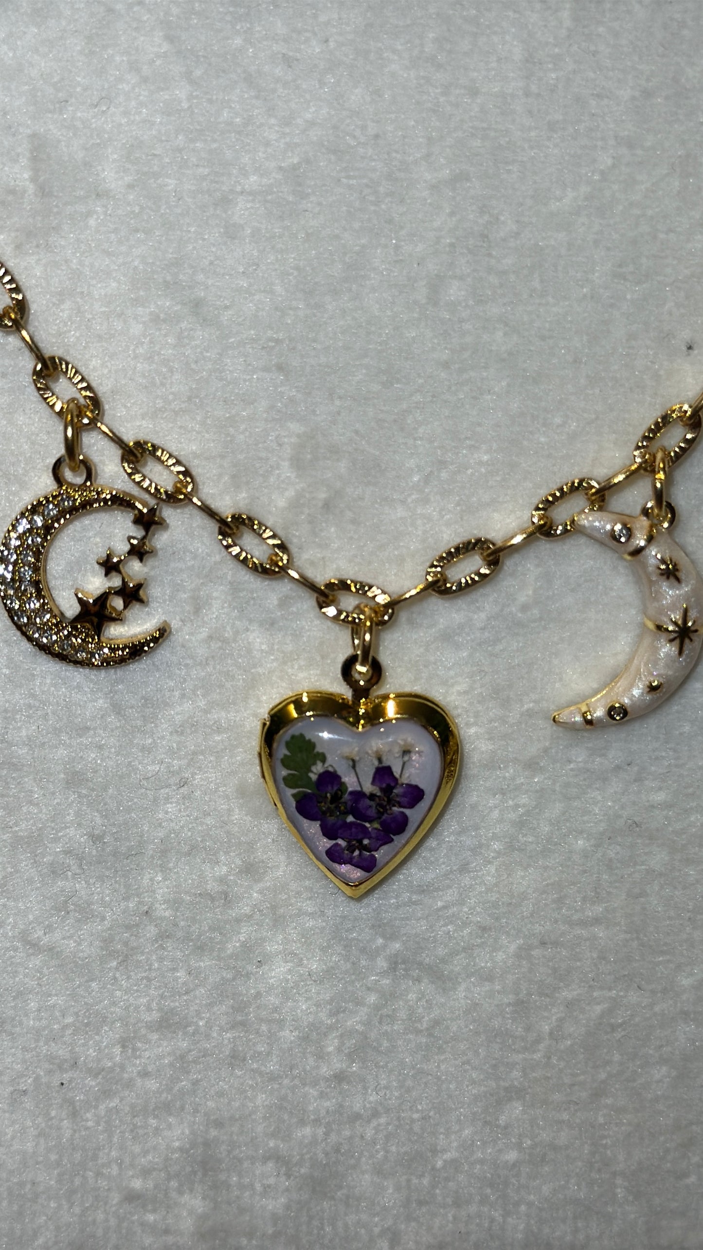 Pearlescent locket charm necklace #3