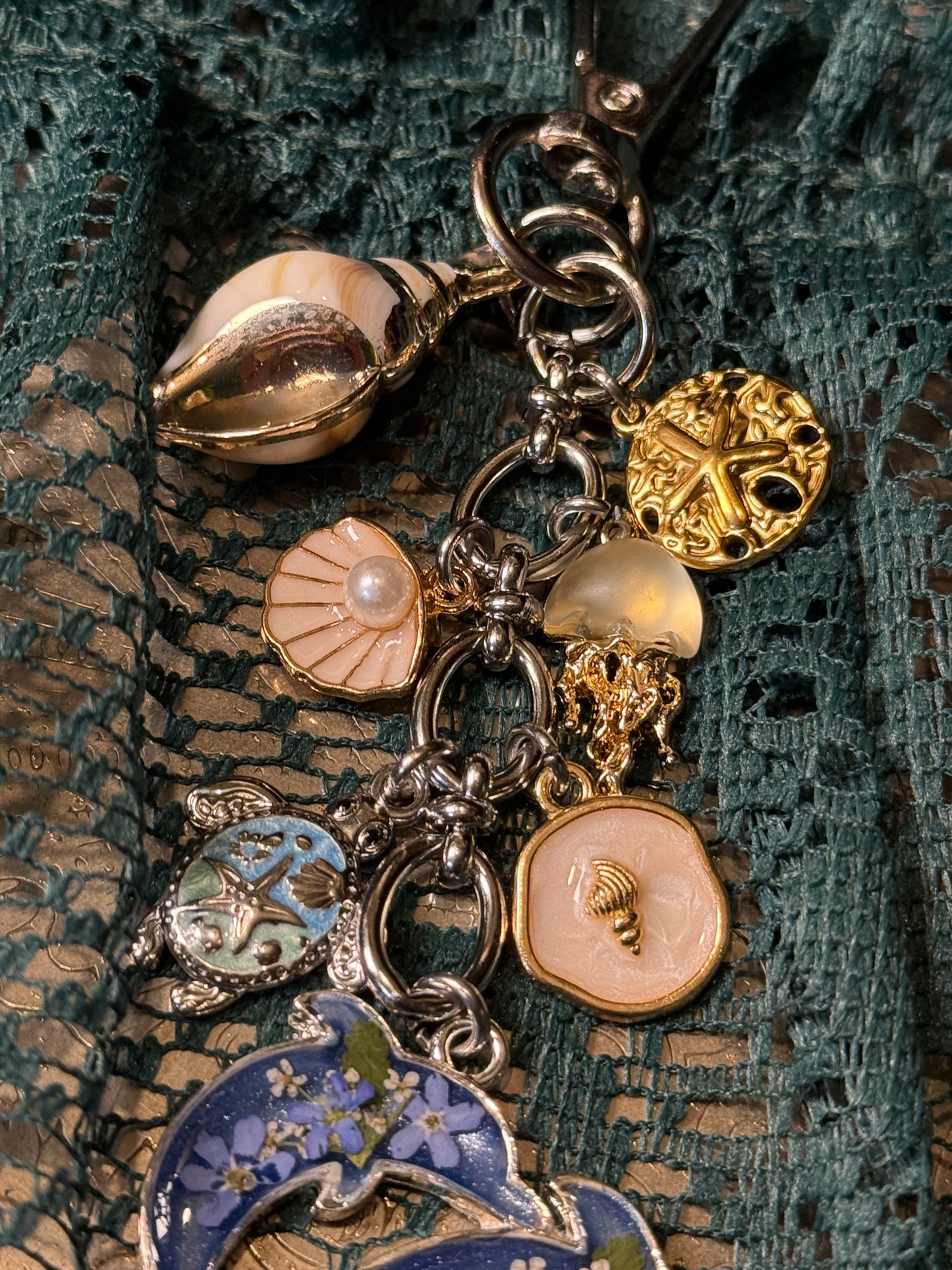 Silver dolphin bag charm
