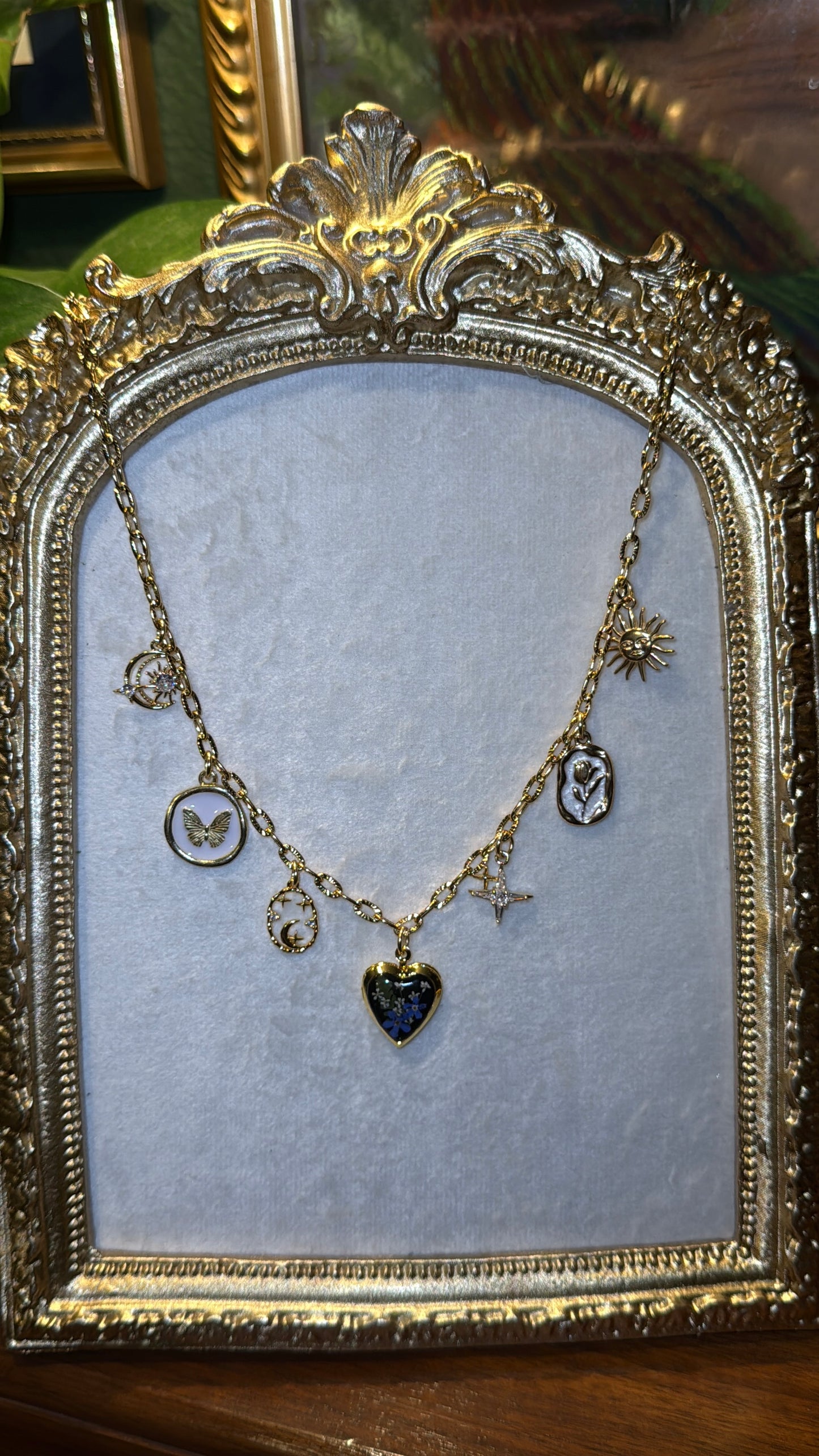 Forget me not locket charm necklace #4