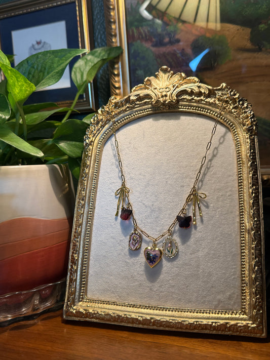 Forget me not locket charm necklace (#1)