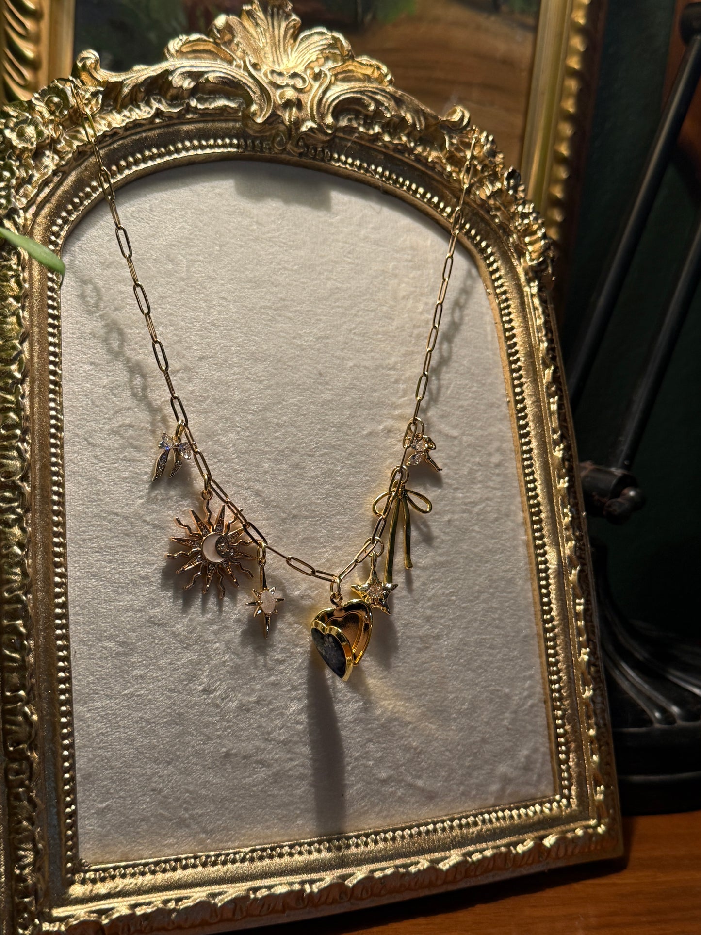 Forget me not locket charm necklace (#5)