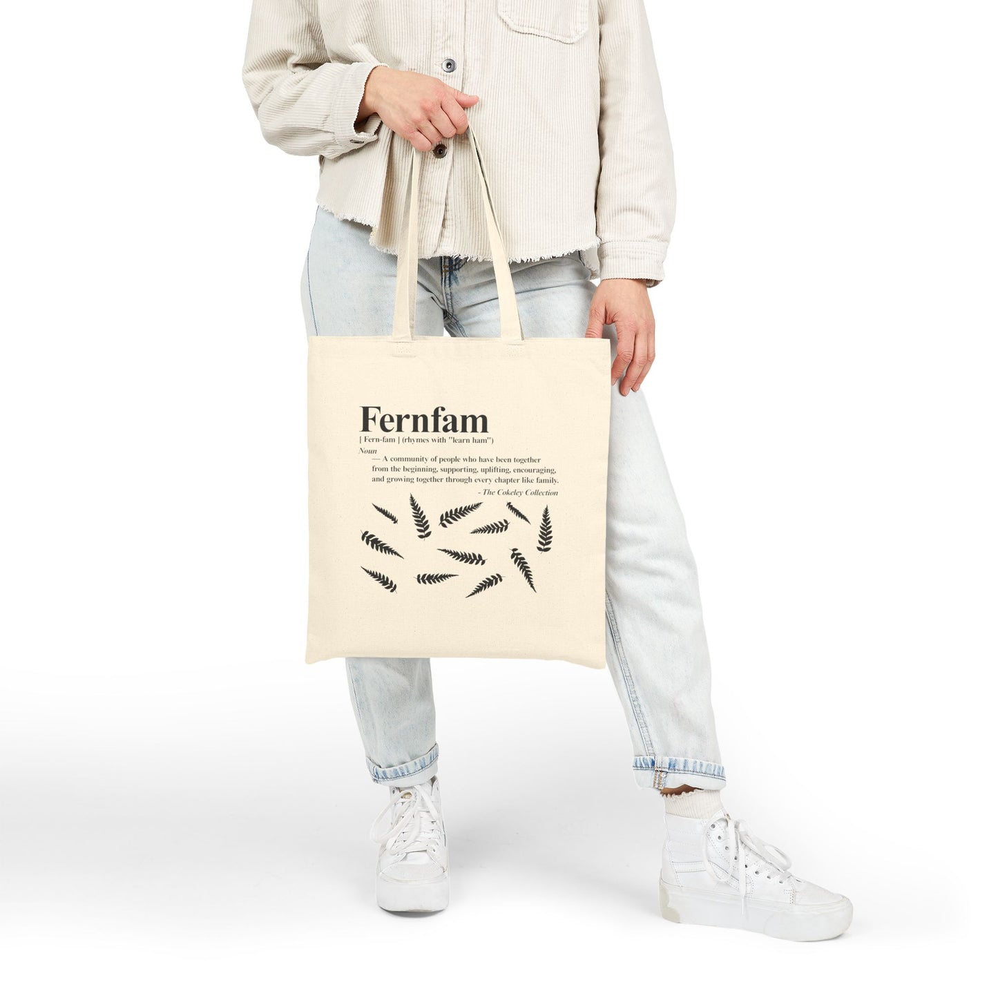 Fernfam Fern Leaves Typography Tote Bag | Canvas Tote