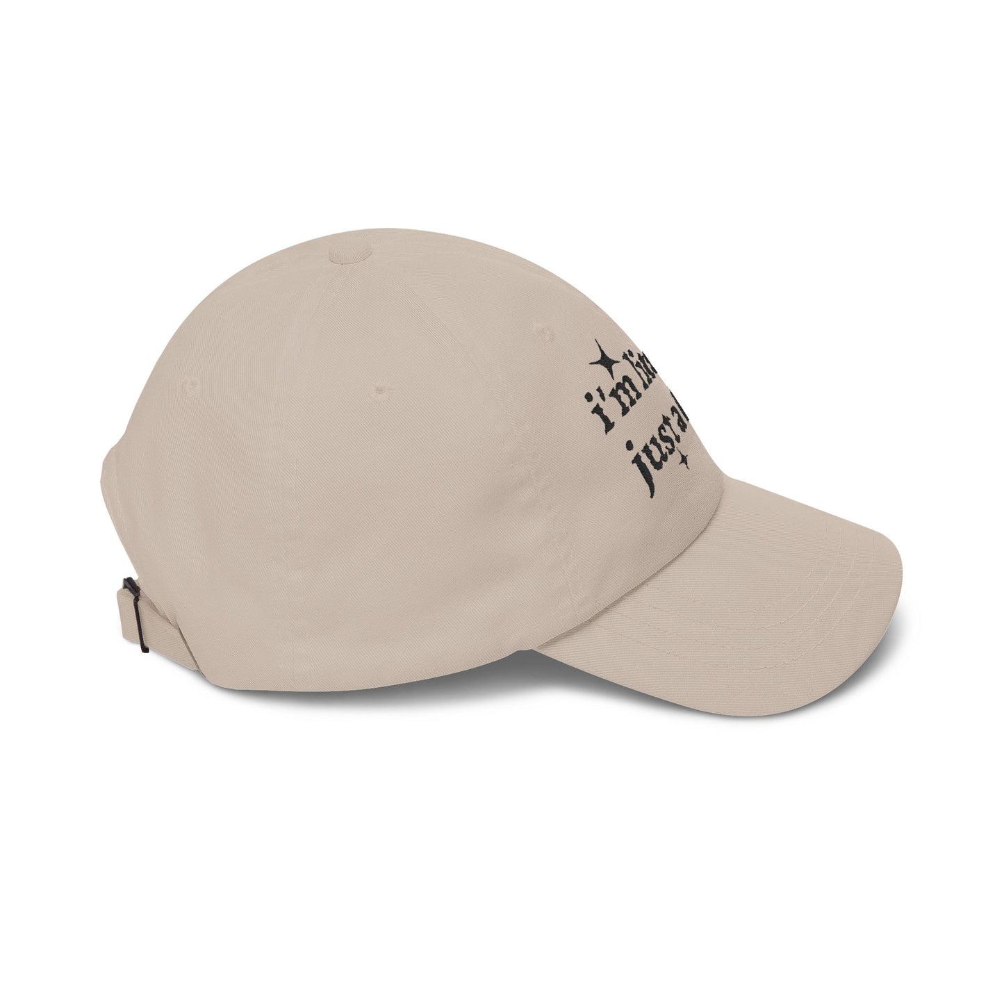i'm literally just a fairy Dad Cap | embroidered text, whimsical stars