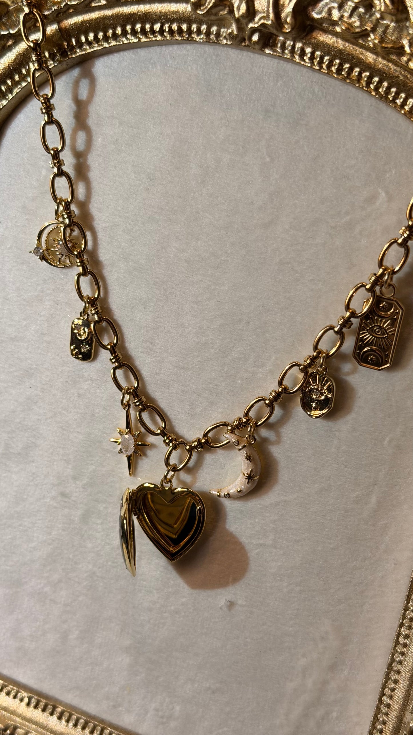 Gold love you to the moon and back locket charm necklace