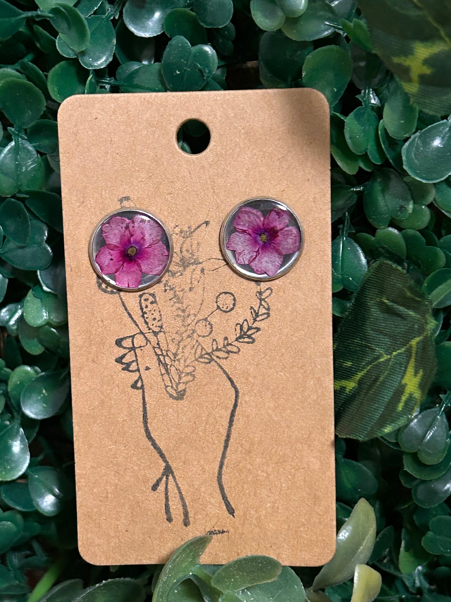 Pink flower studs