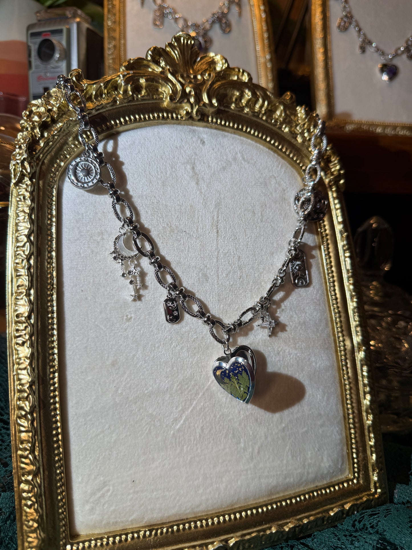 Silver love you to the moon and back locket charm necklace (a)