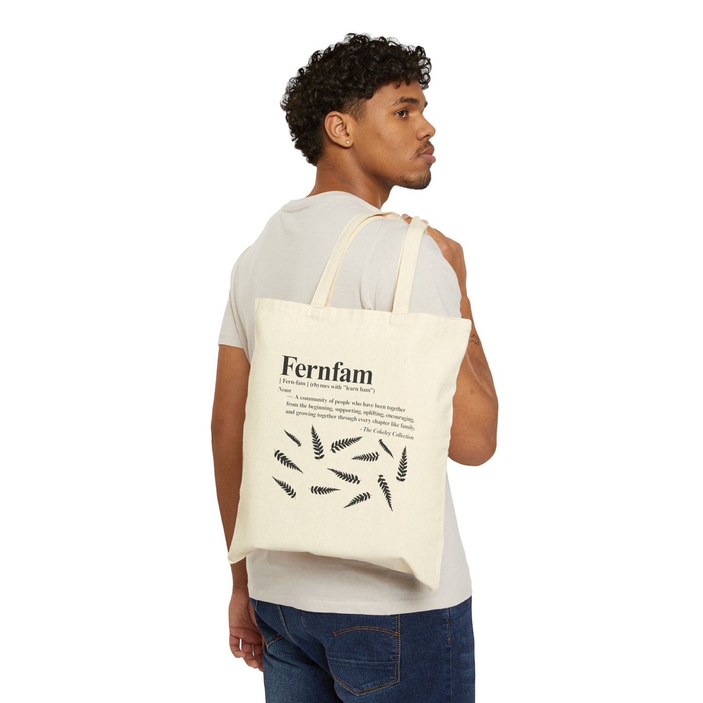 Fernfam Fern Leaves Typography Tote Bag | Canvas Tote
