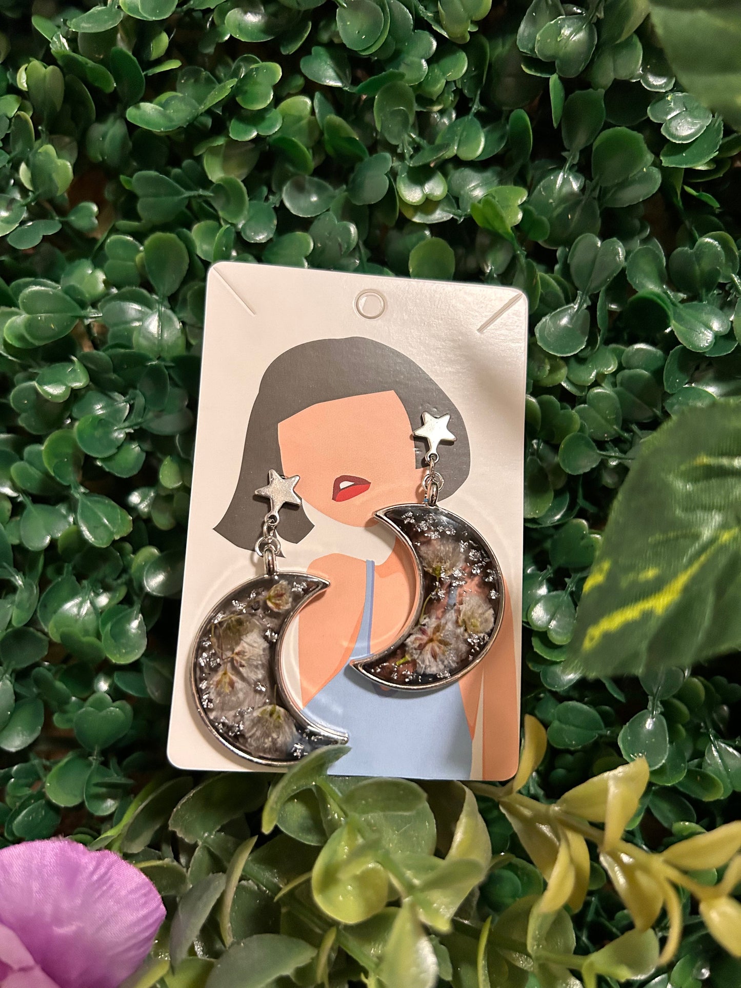 Silver moon earrings