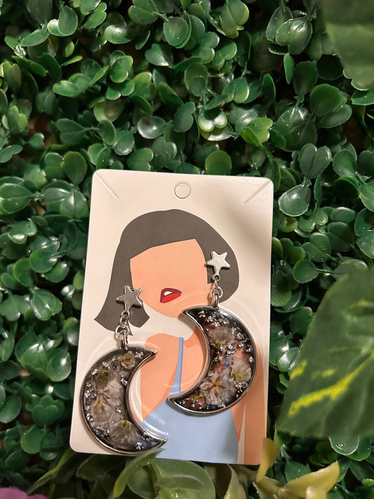 Silver moon earrings