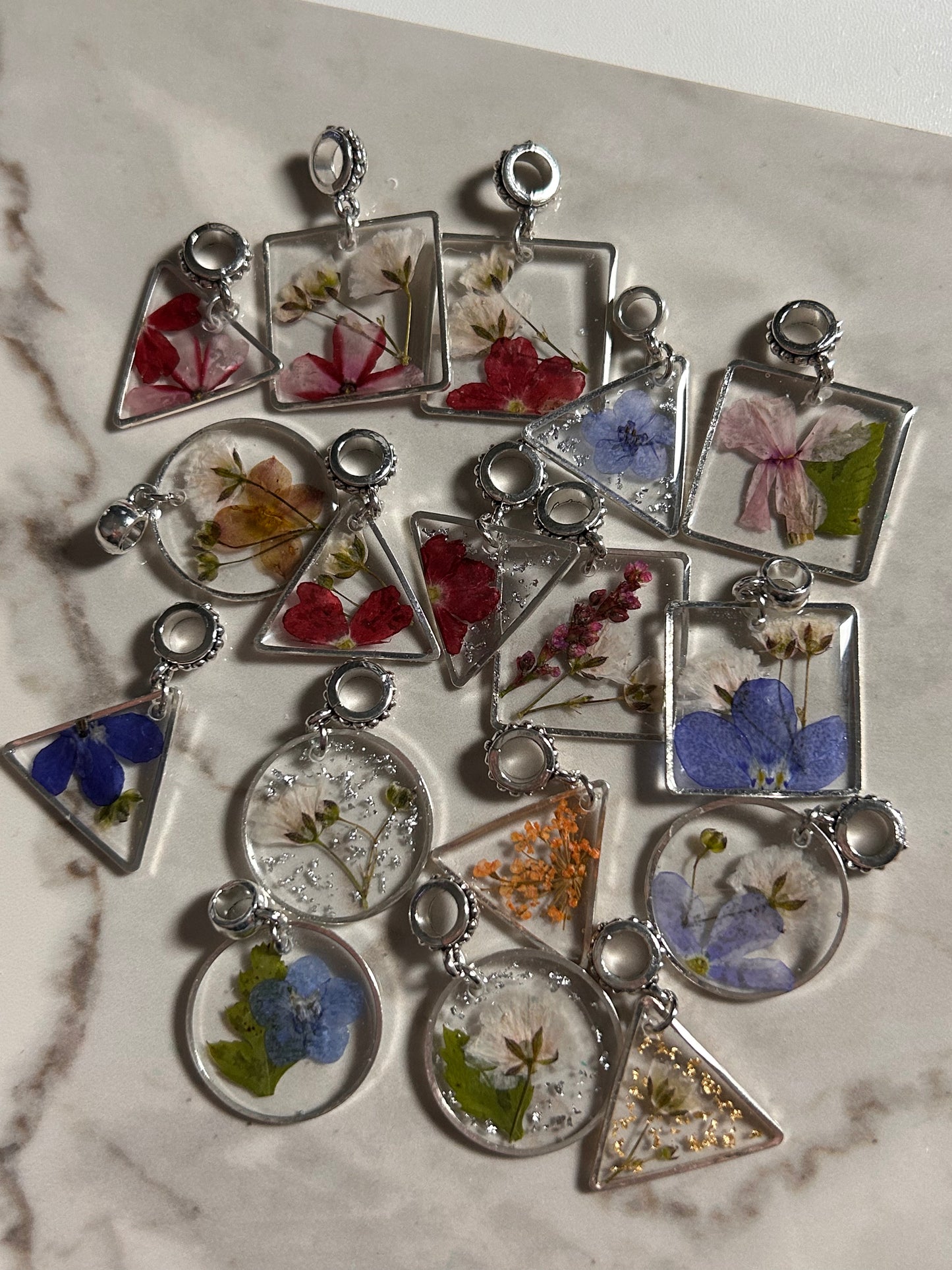 Pressed flower starter charm bracelet