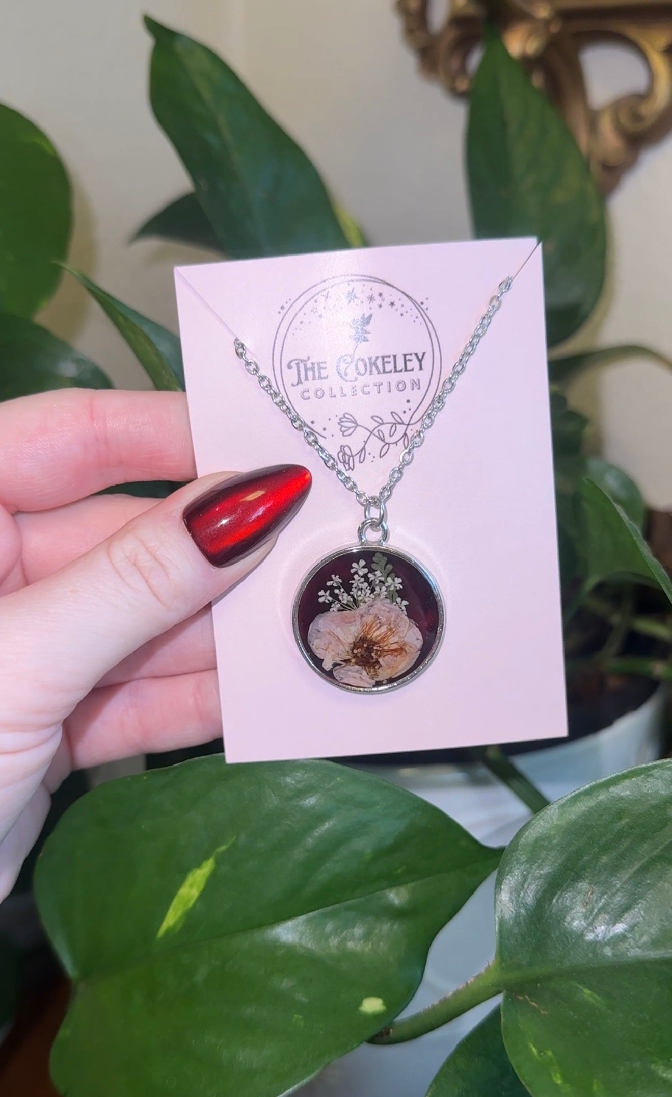 January birthday necklace reveal (garnet/cherry cola)