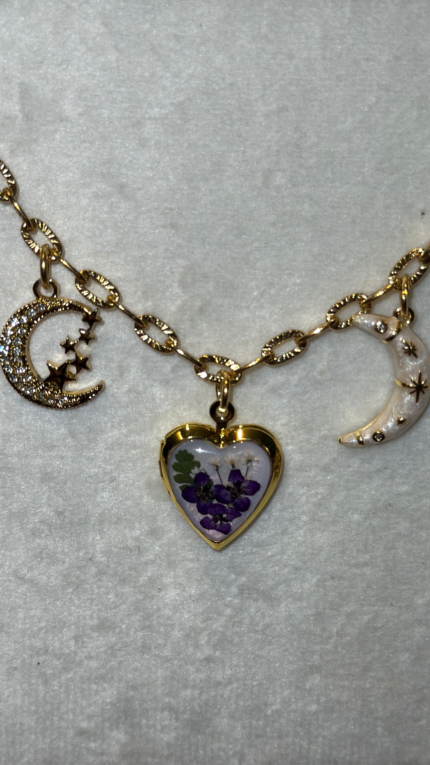 Pearlescent locket charm necklace #3