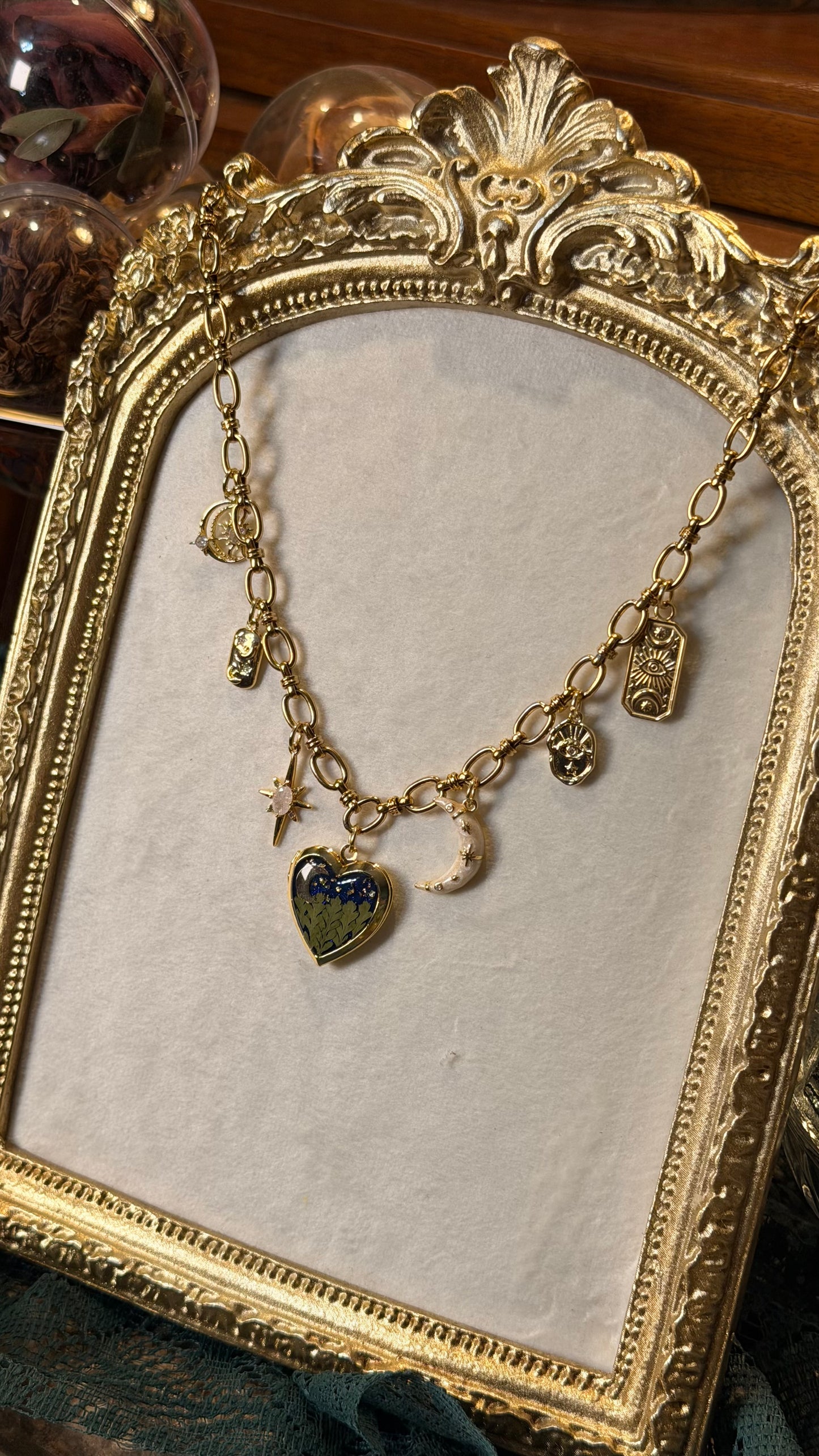 Gold love you to the moon and back locket charm necklace