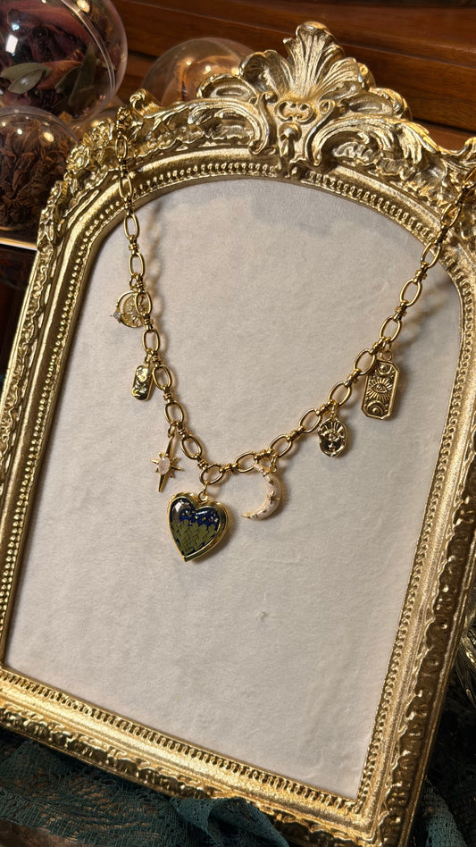 Gold love you to the moon and back locket charm necklace