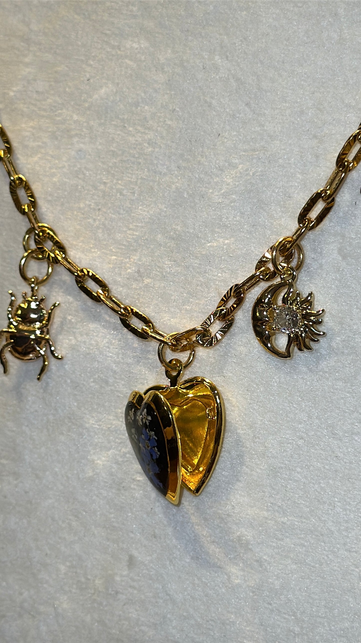 Forget me not locket charm necklace #5