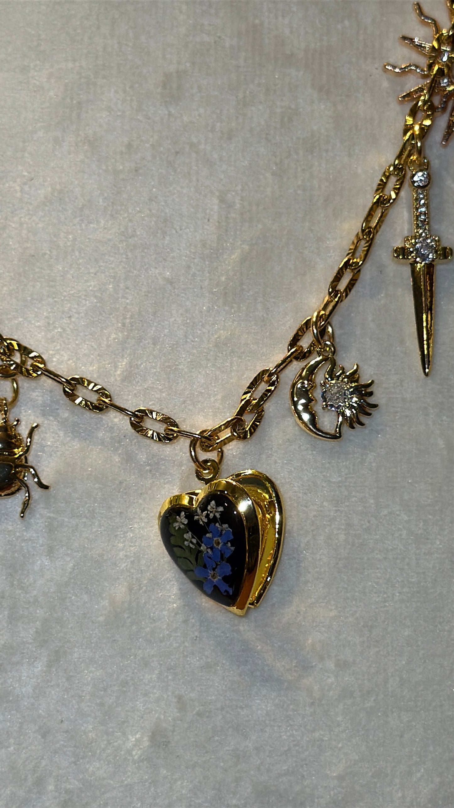 Forget me not locket charm necklace #5