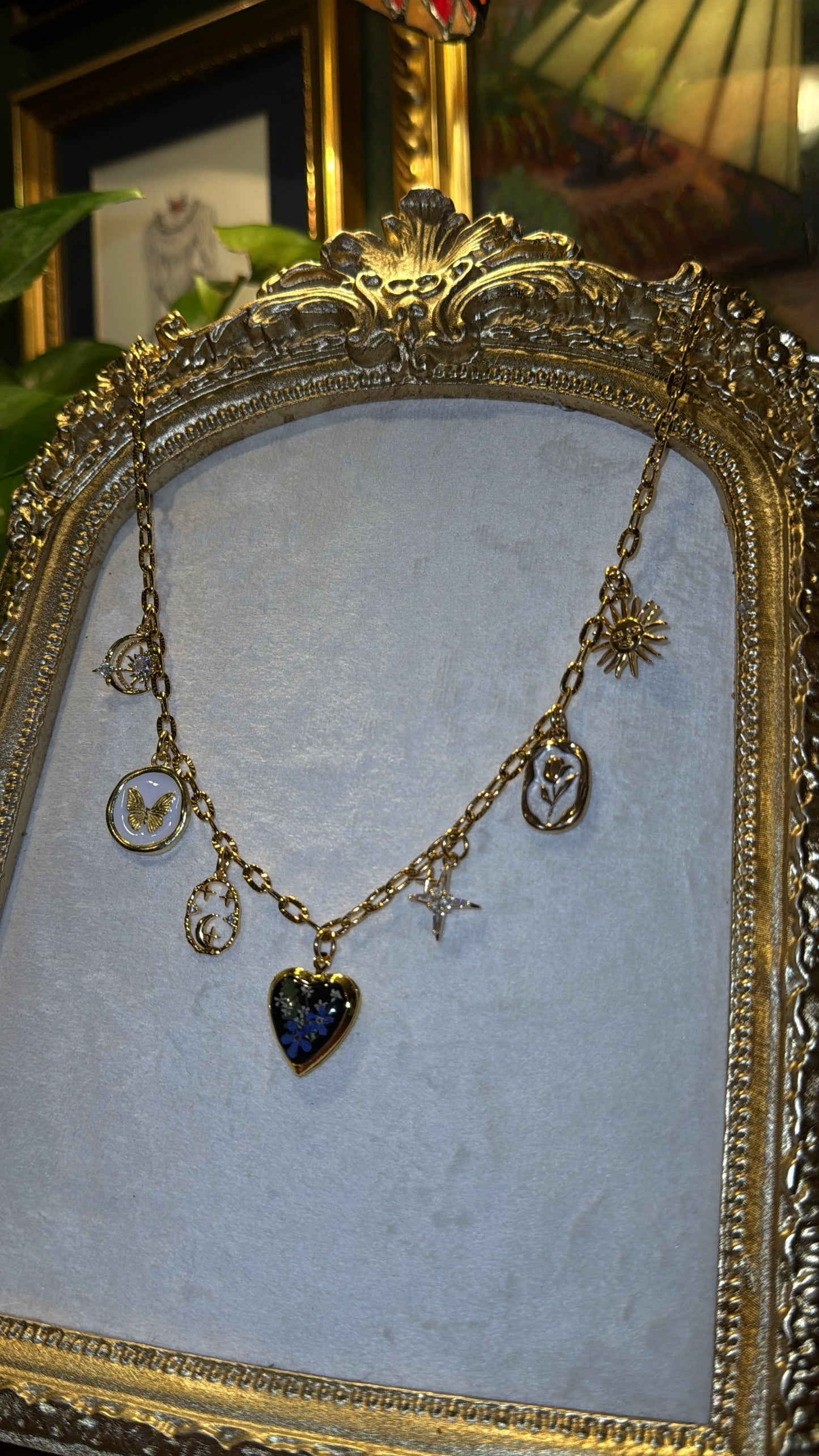 Forget me not locket charm necklace #4