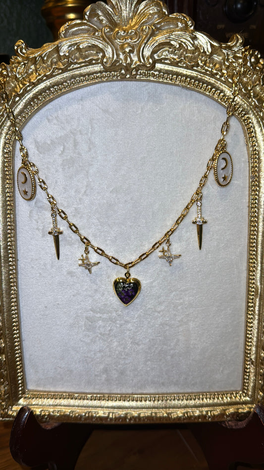 Purple Alyssum locket charm necklace #1