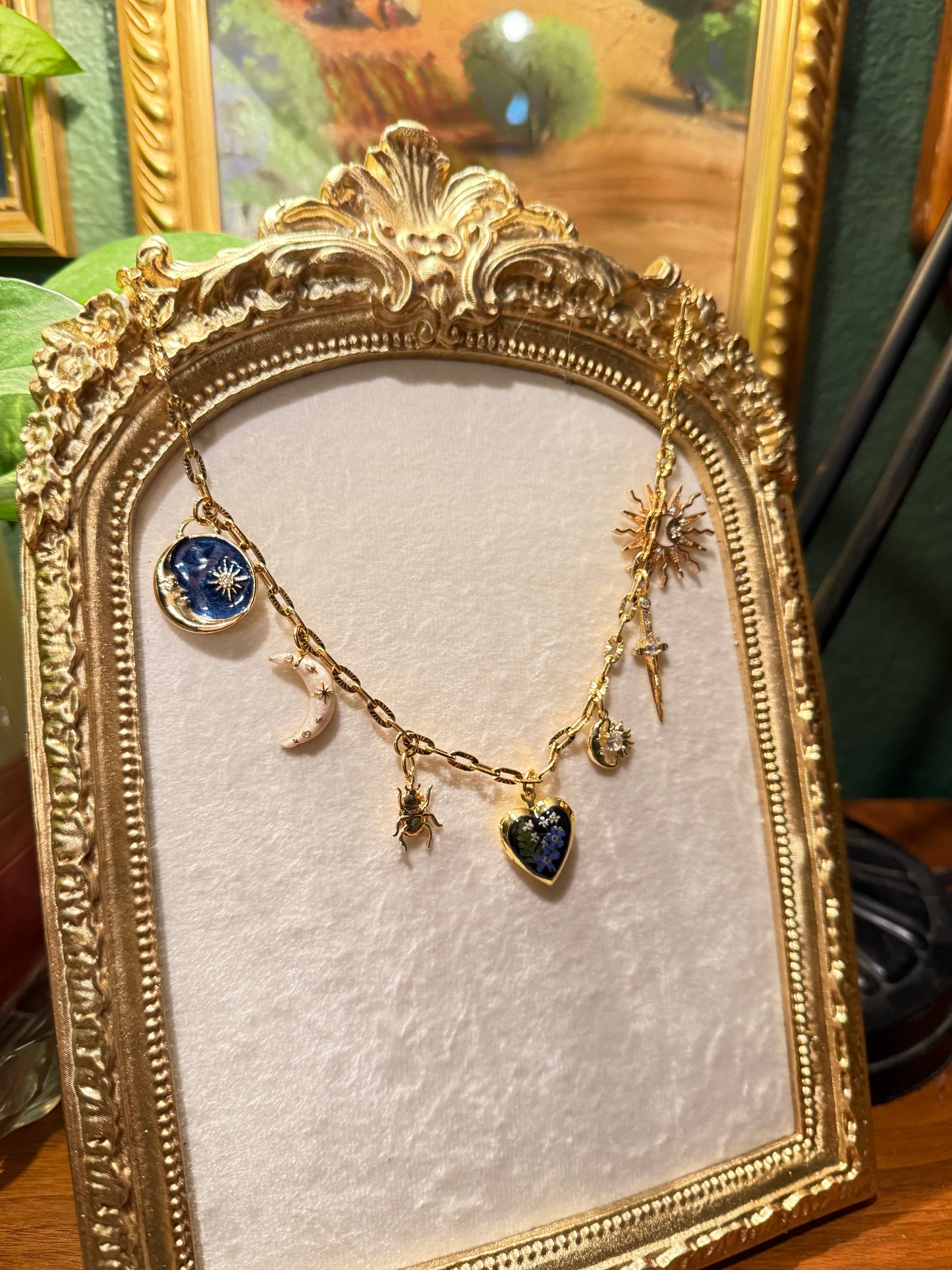 Forget me not locket charm necklace #5