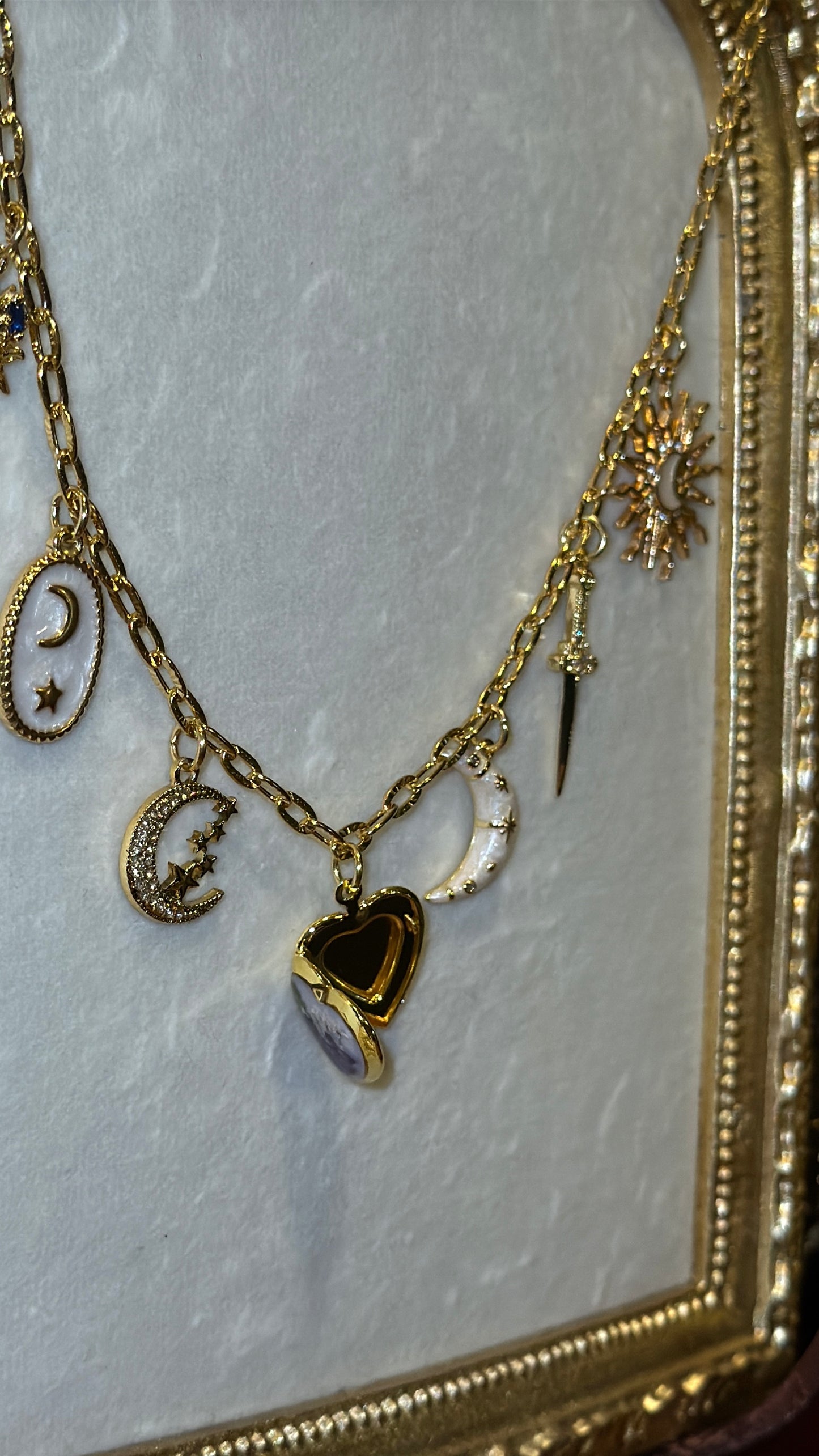 Pearlescent locket charm necklace #3