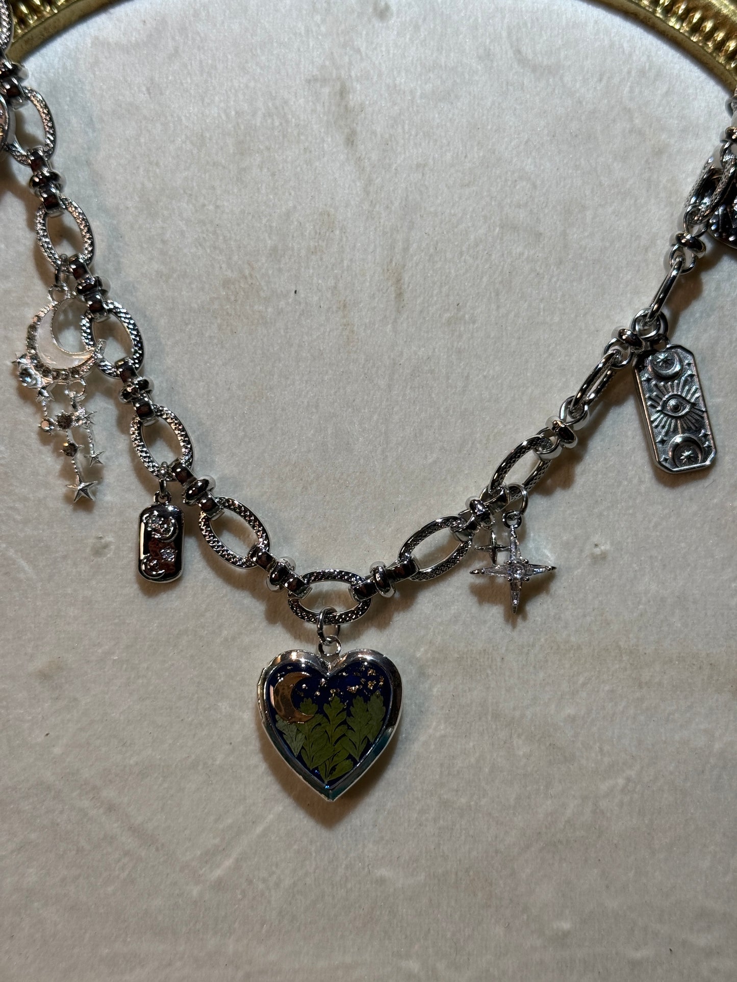 Silver love you to the moon and back locket charm necklace (a)