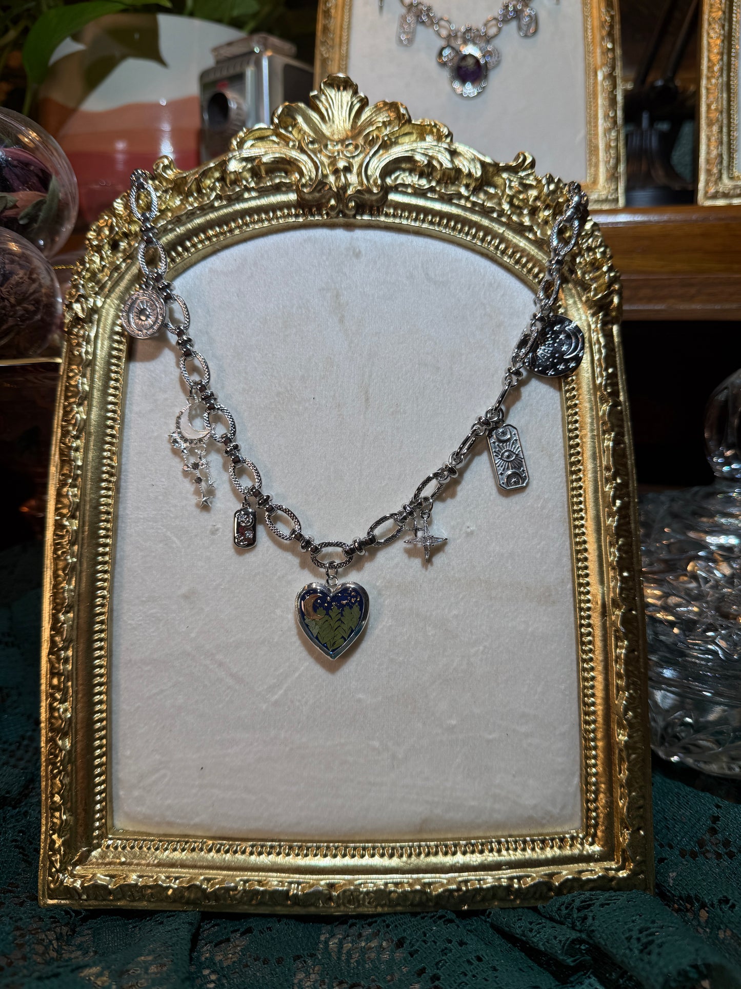 Silver love you to the moon and back locket charm necklace (a)