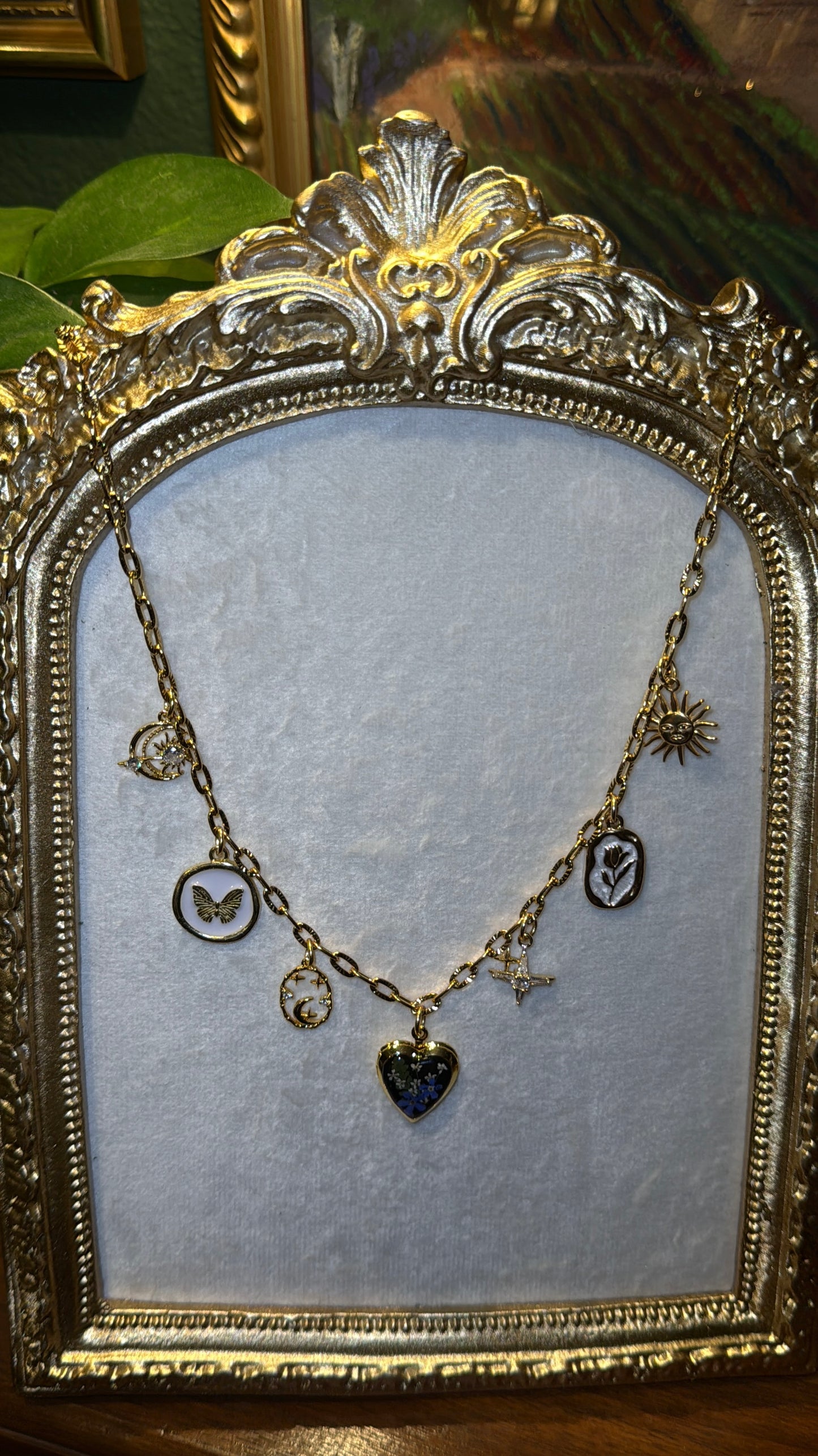 Forget me not locket charm necklace #4