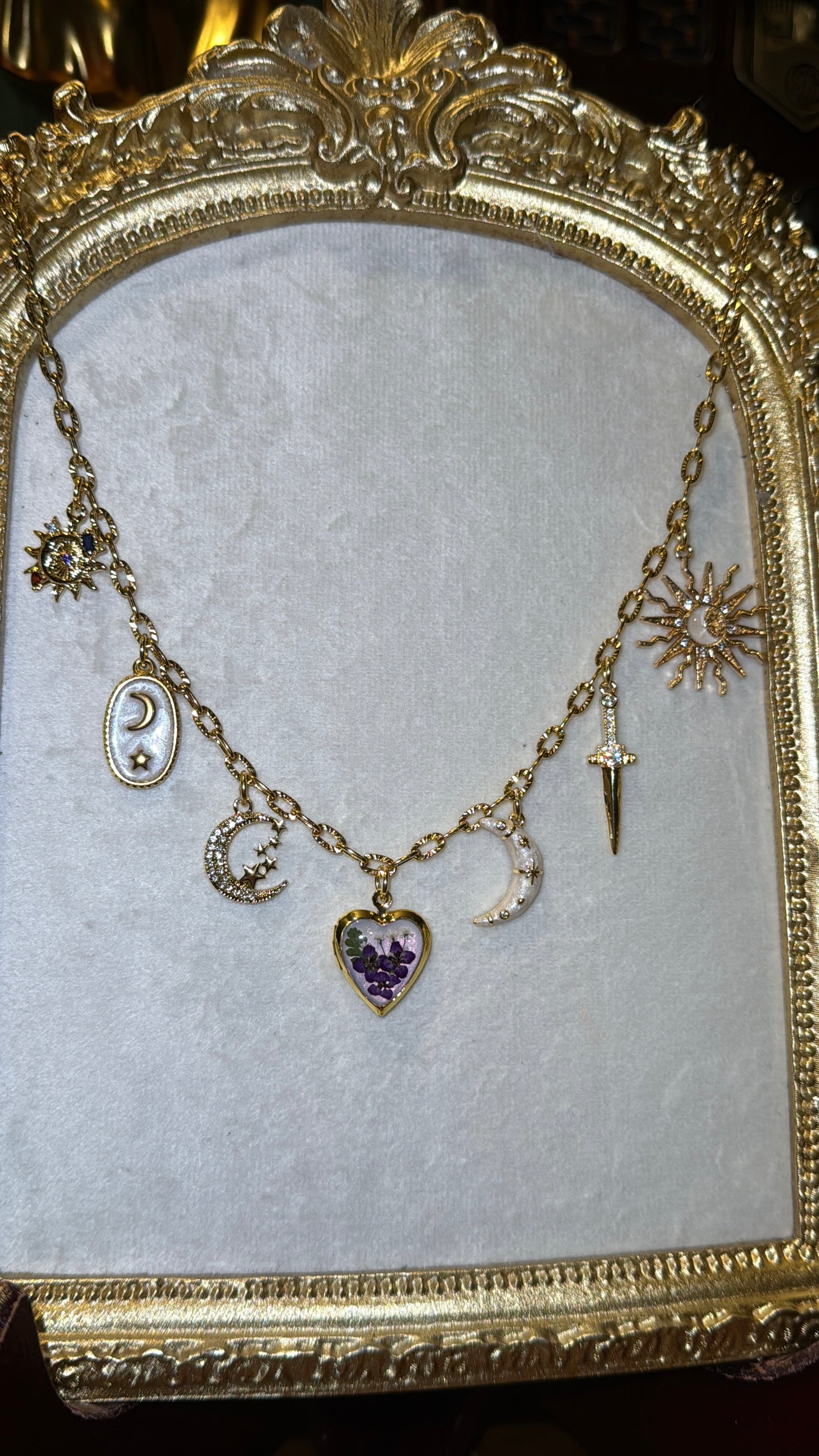 Pearlescent locket charm necklace #3