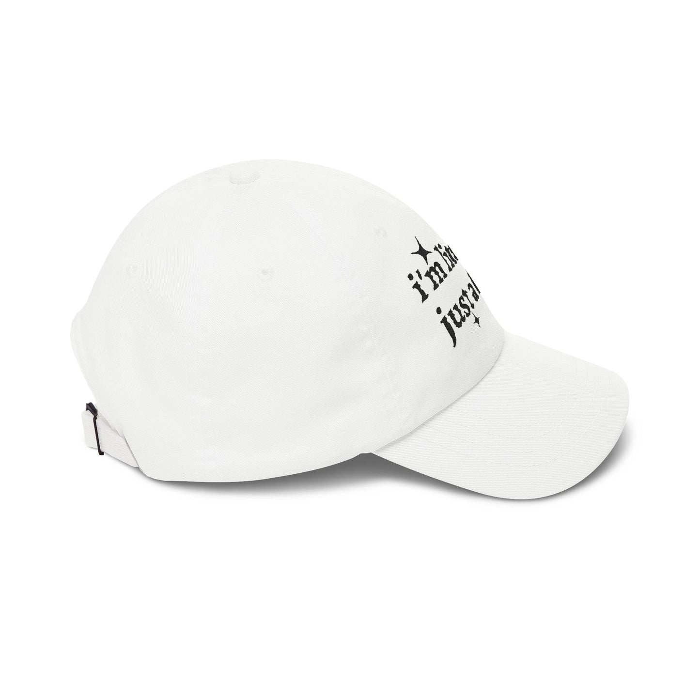i'm literally just a fairy Dad Cap | embroidered text, whimsical stars