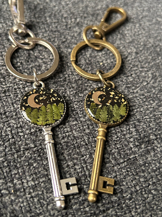 Forest night skeleton keychain