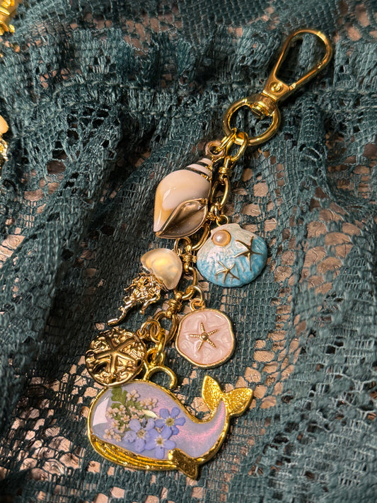 Gold whale bag charm