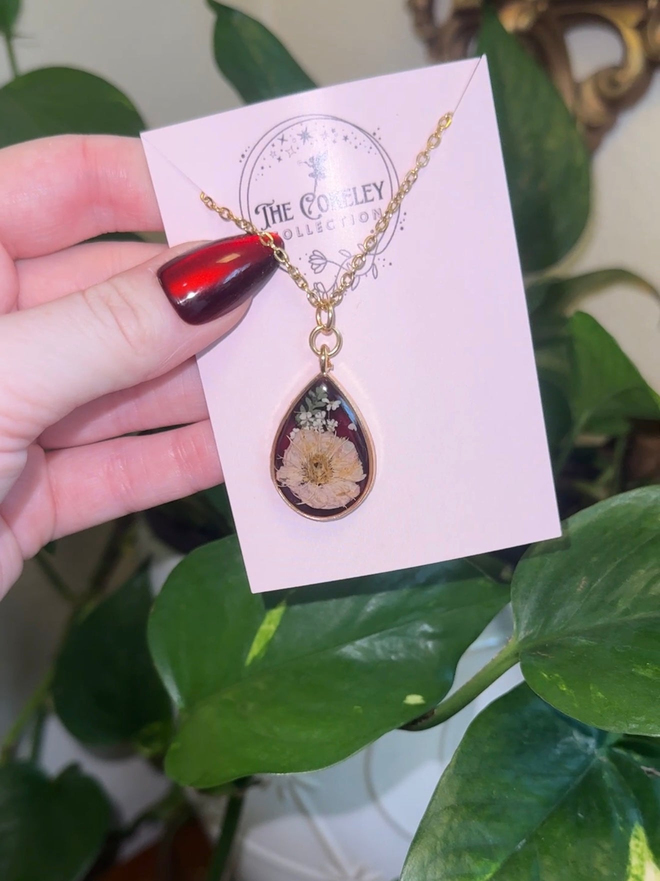 January birthday necklace reveal (garnet/cherry cola)