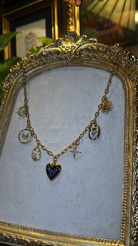 Forget me not locket charm necklace #4