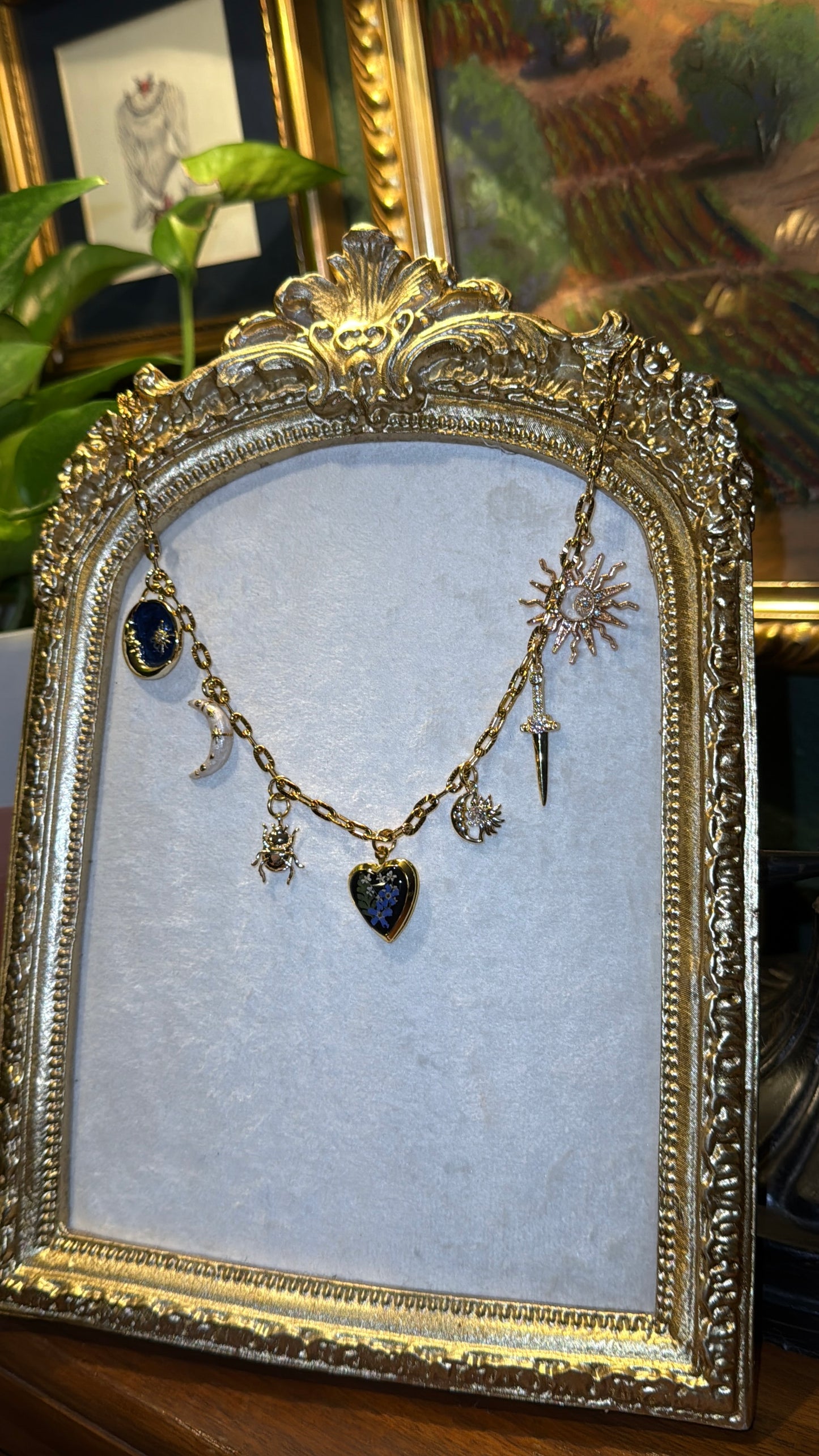 Forget me not locket charm necklace #5