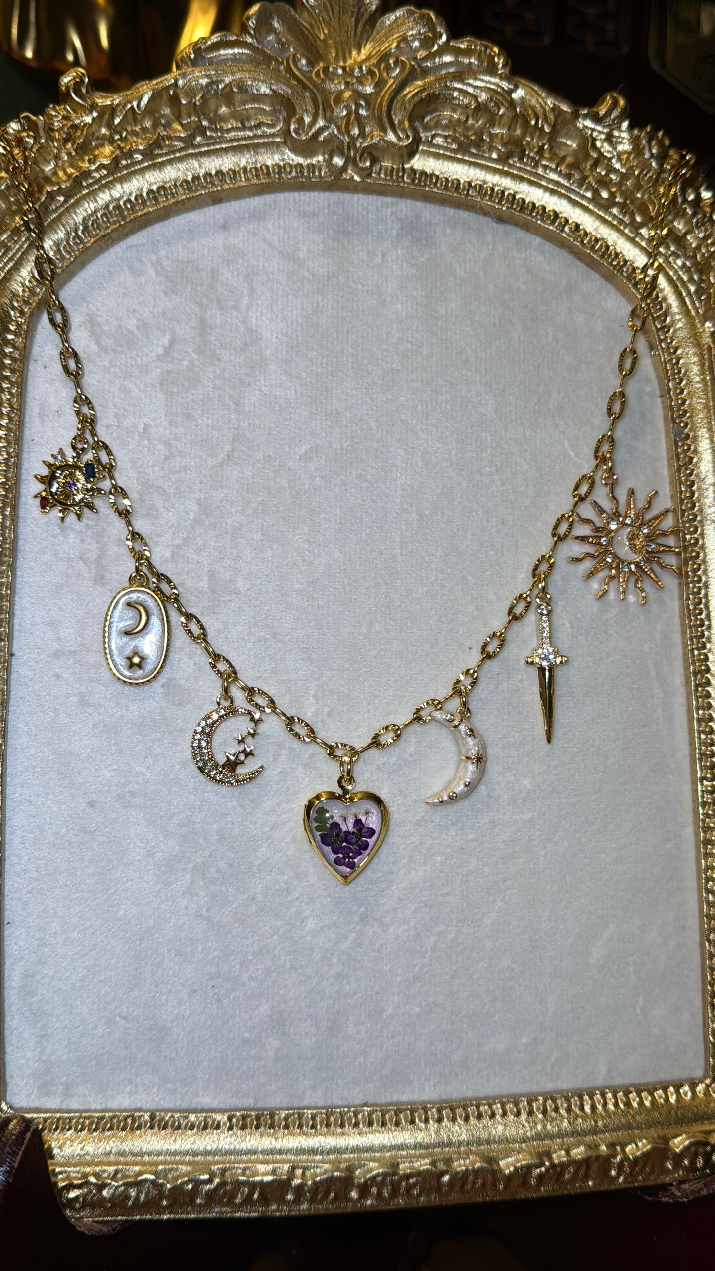 Pearlescent locket charm necklace #3