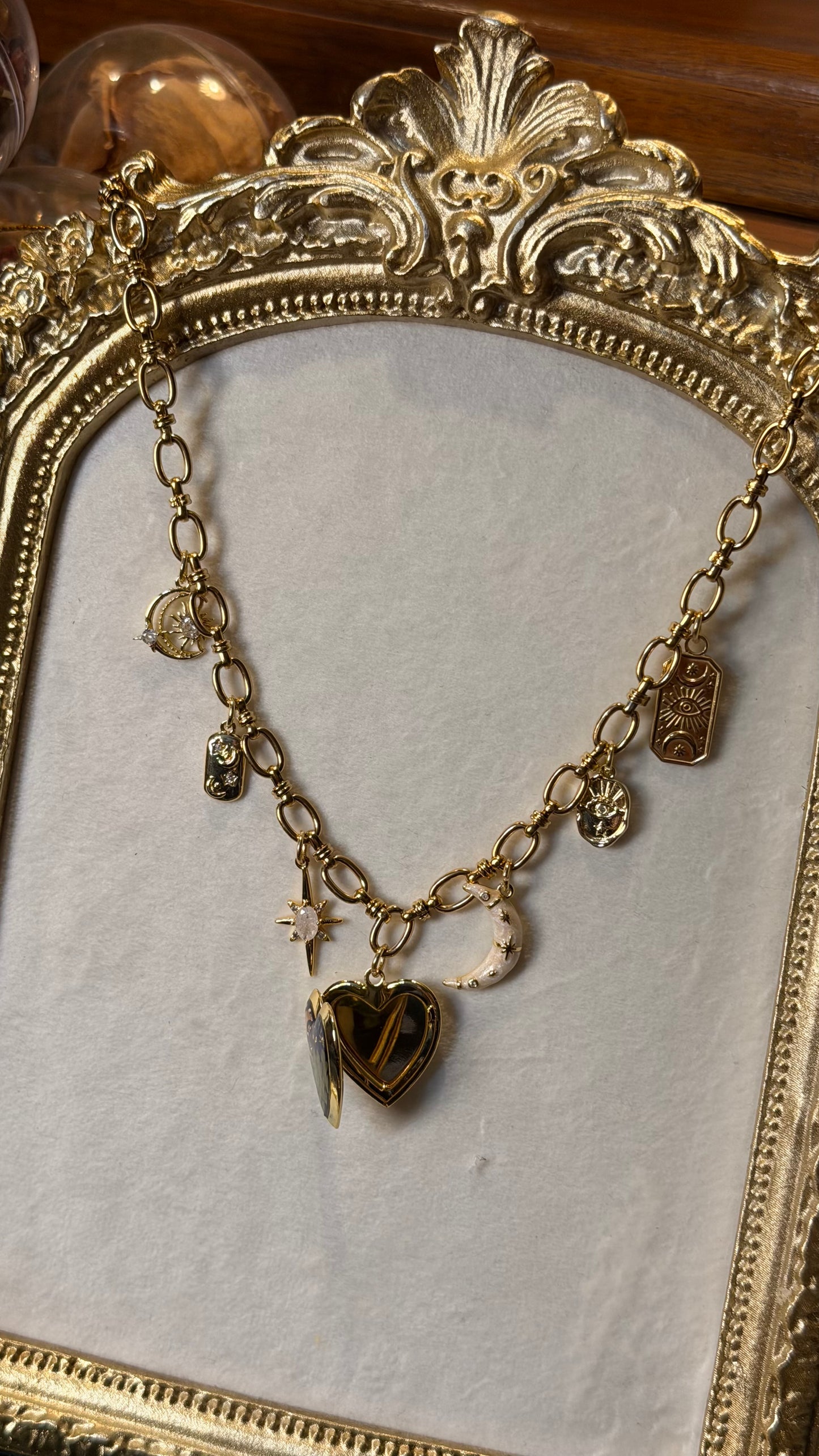 Gold love you to the moon and back locket charm necklace