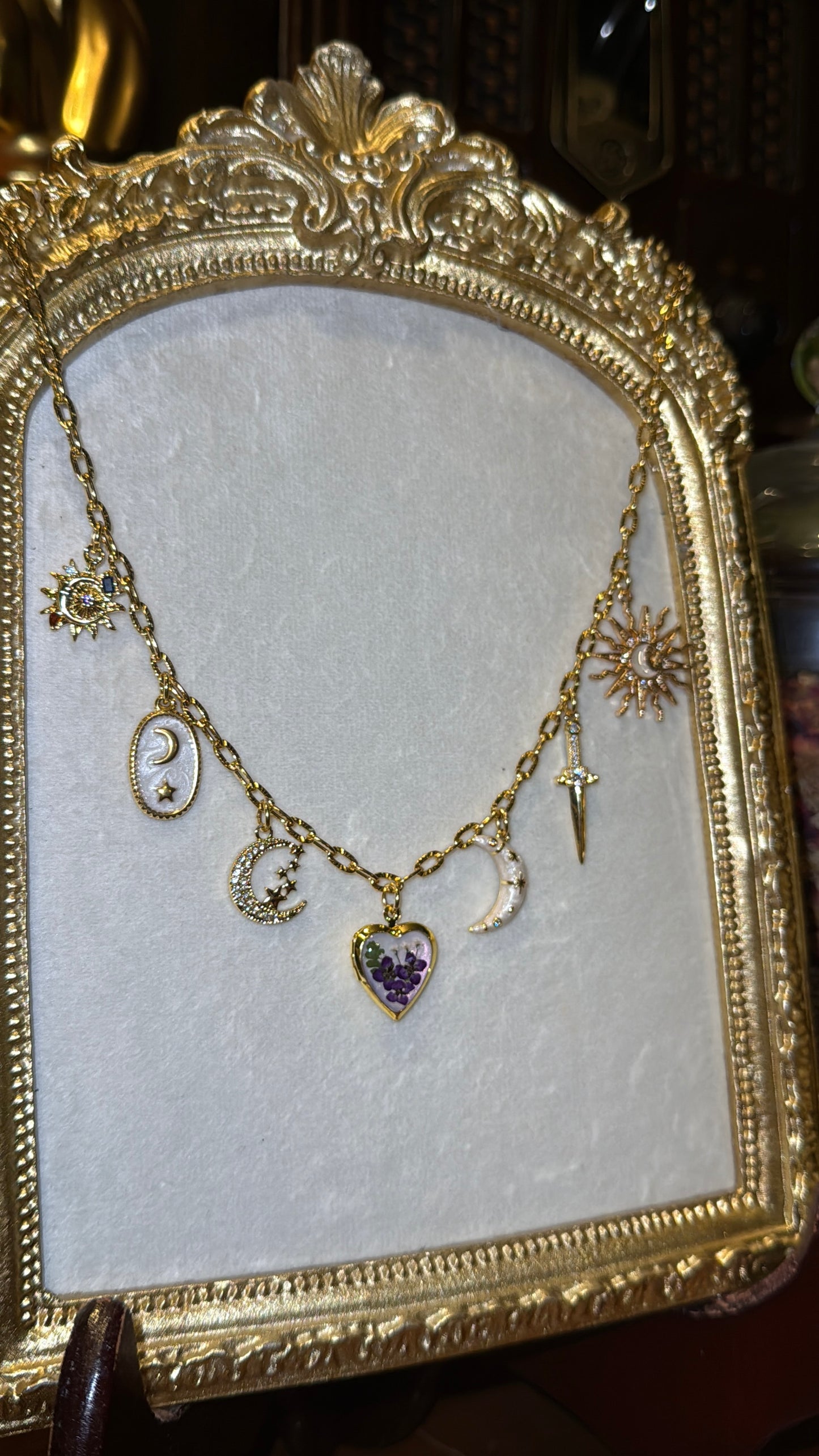 Pearlescent locket charm necklace #3
