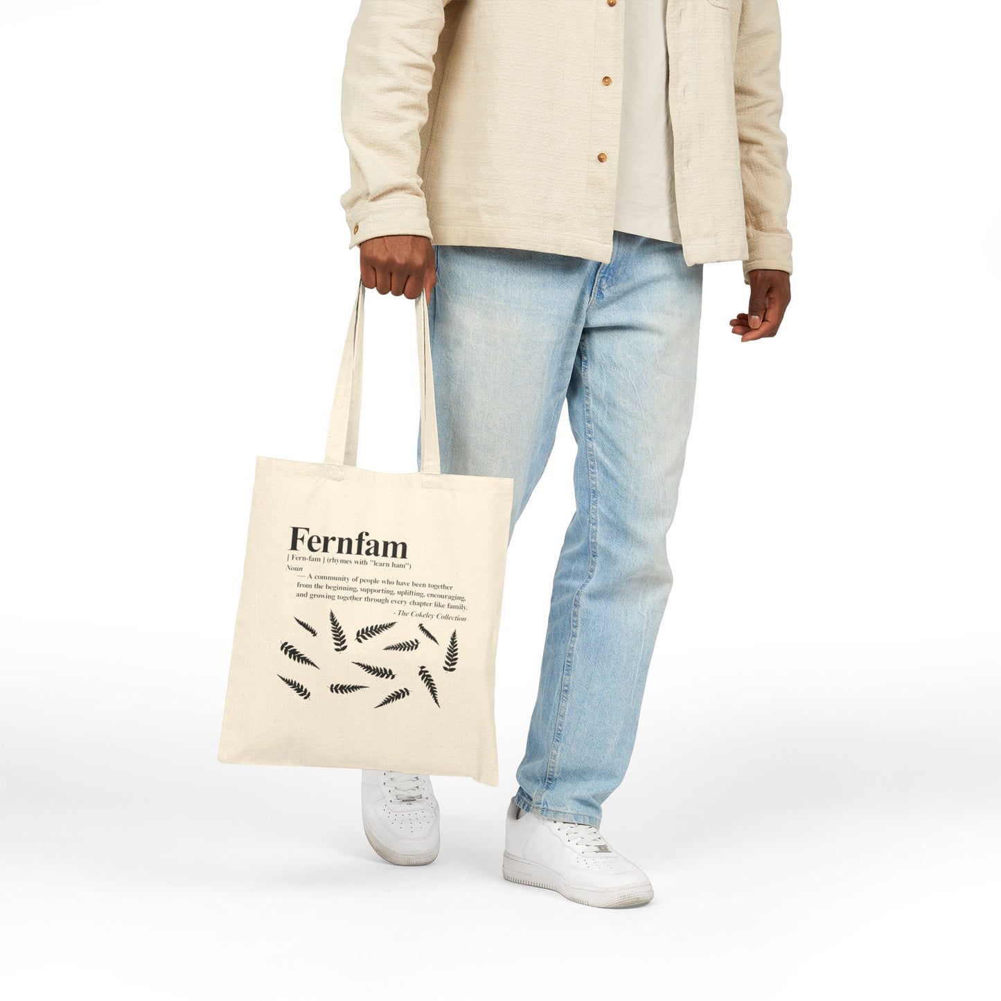 Fernfam Fern Leaves Typography Tote Bag | Canvas Tote
