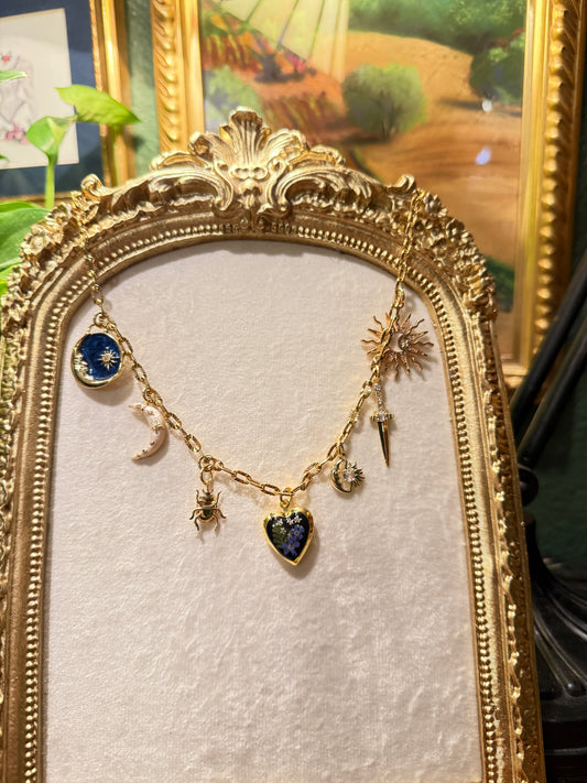 Forget me not locket charm necklace #5