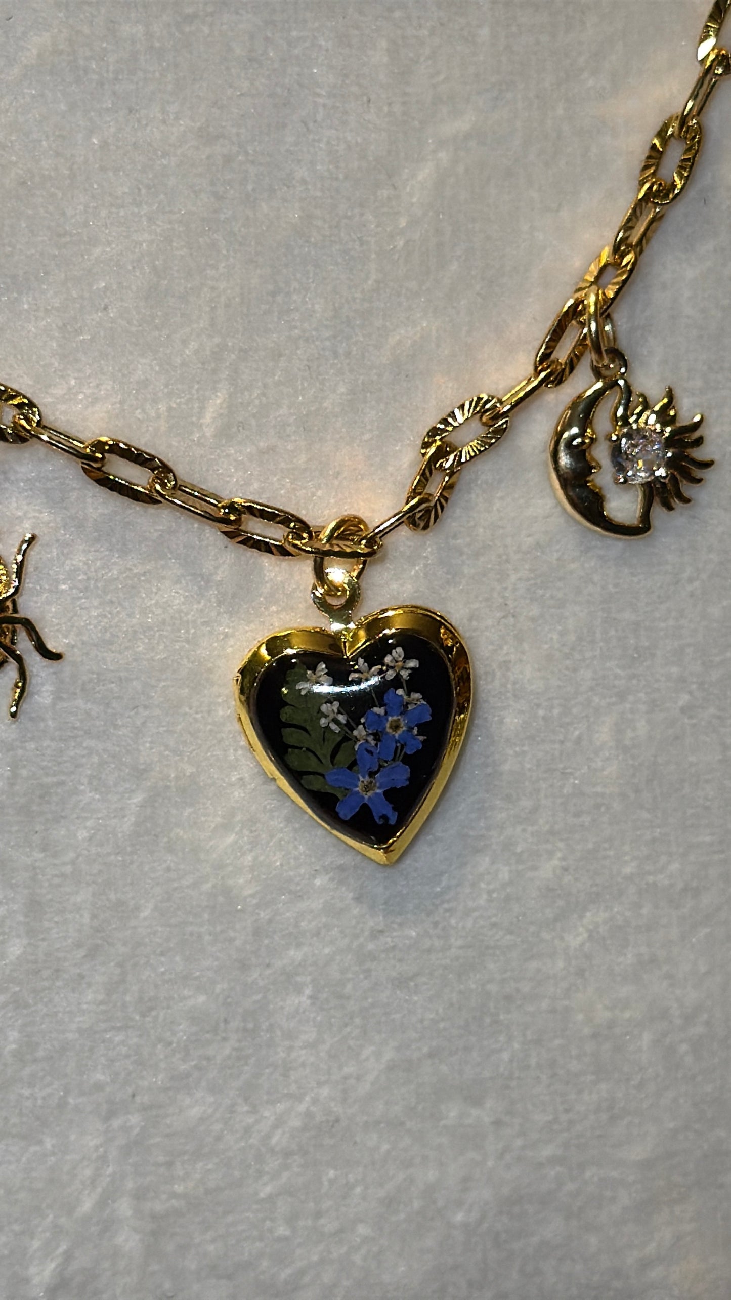 Forget me not locket charm necklace #5