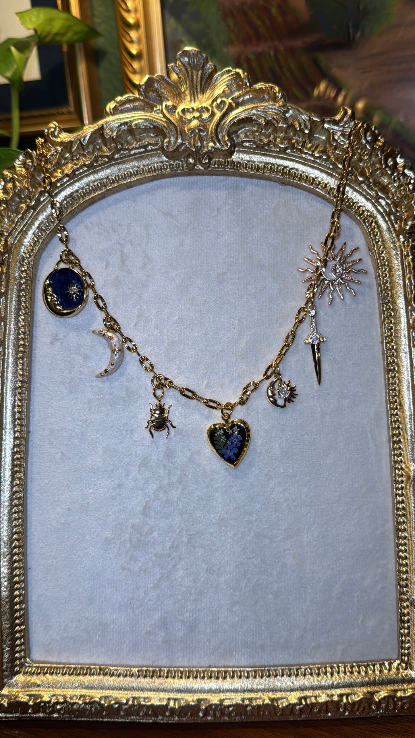 Forget me not locket charm necklace #5