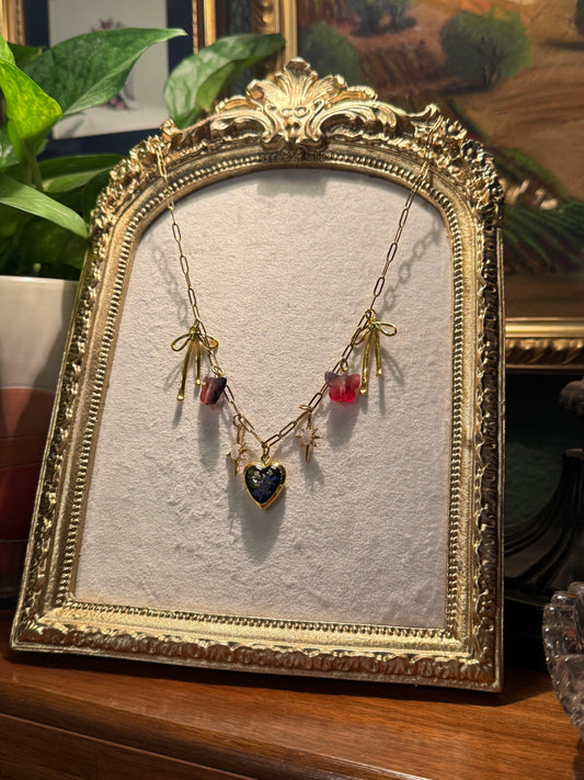 Forget me not locket charm necklace (#2)