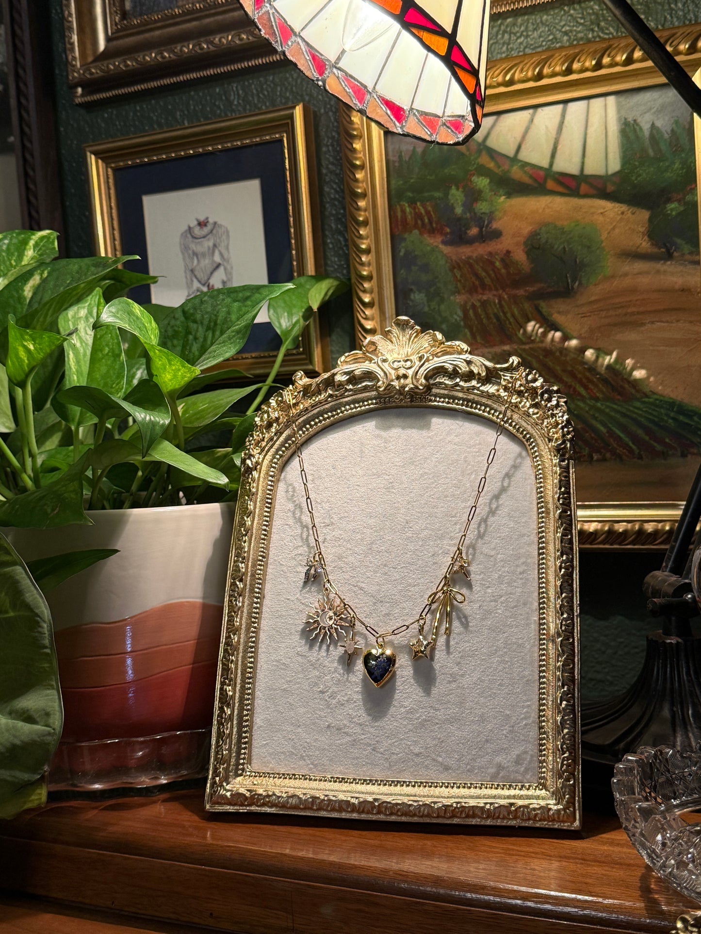 Forget me not locket charm necklace (#5)