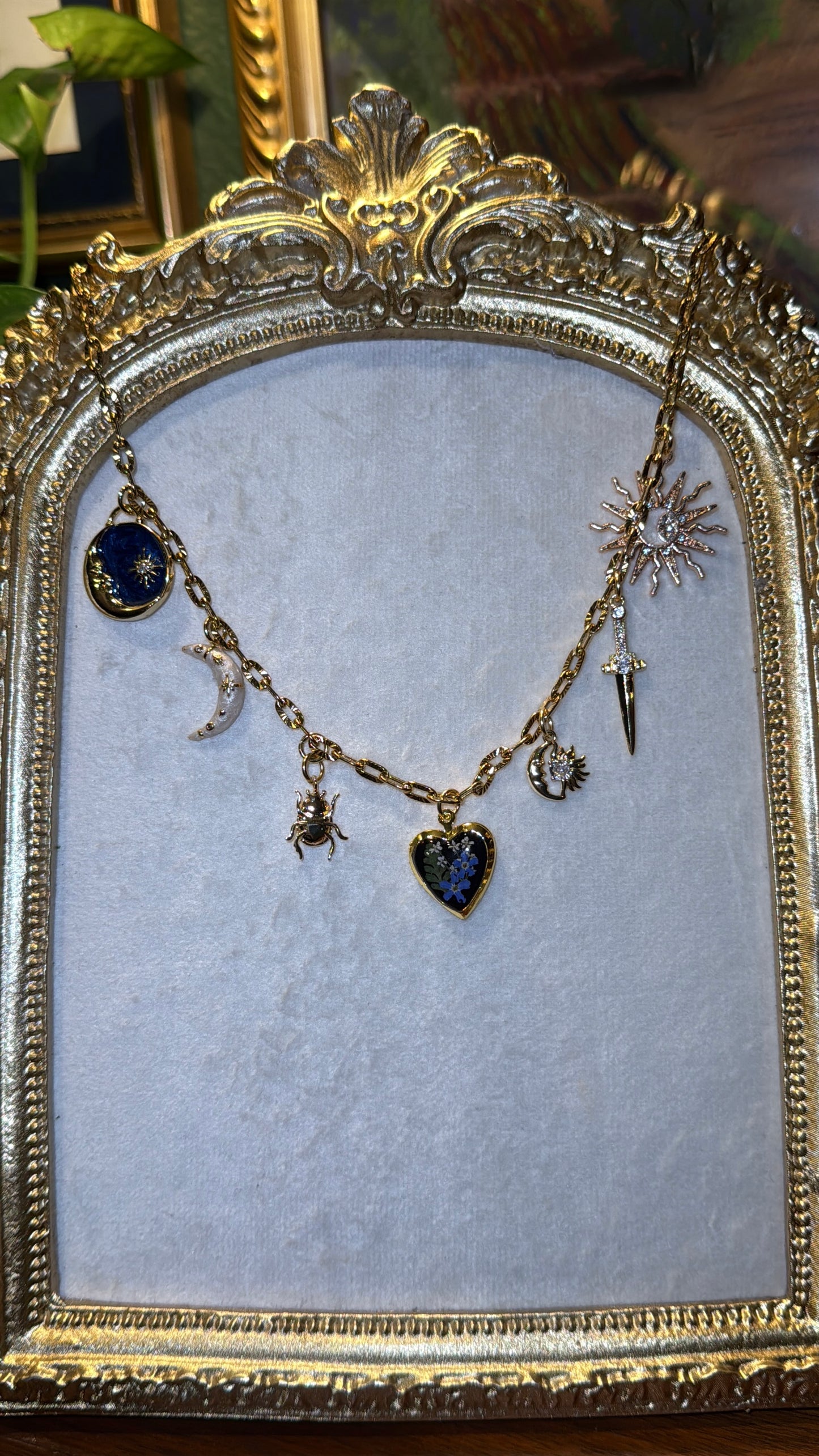 Forget me not locket charm necklace #5