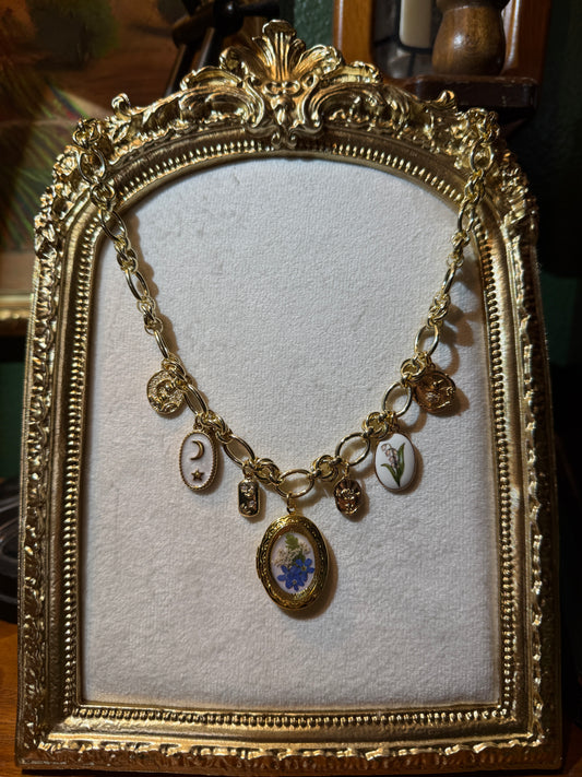 Gold locket charm necklace (a)