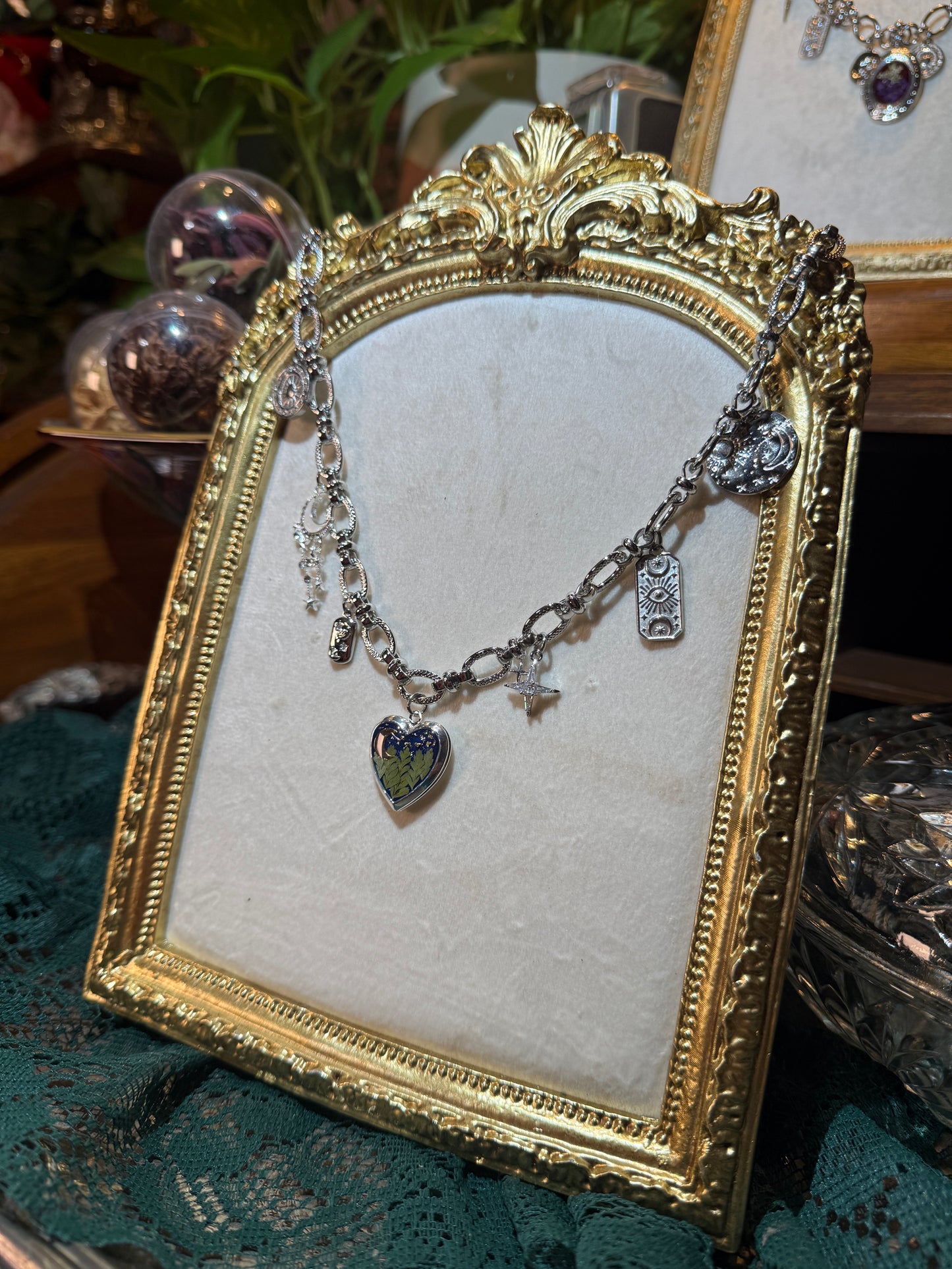 Silver love you to the moon and back locket charm necklace (a)