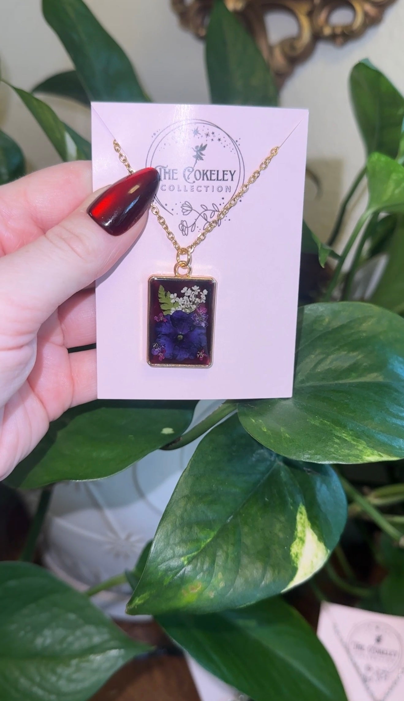 January birthday necklace reveal (garnet/cherry cola)