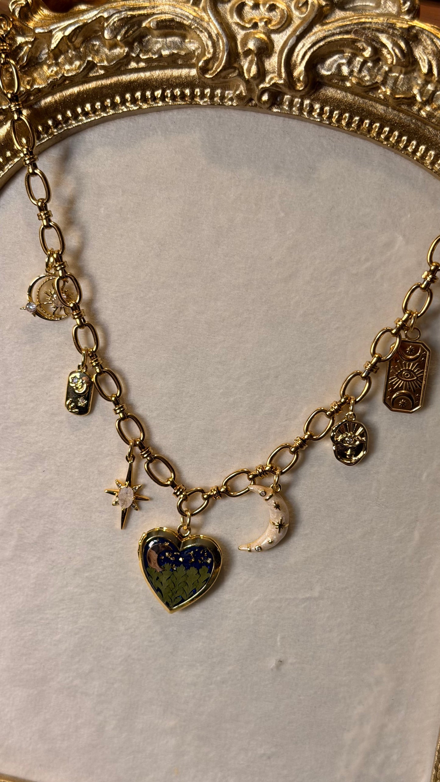 Gold love you to the moon and back locket charm necklace
